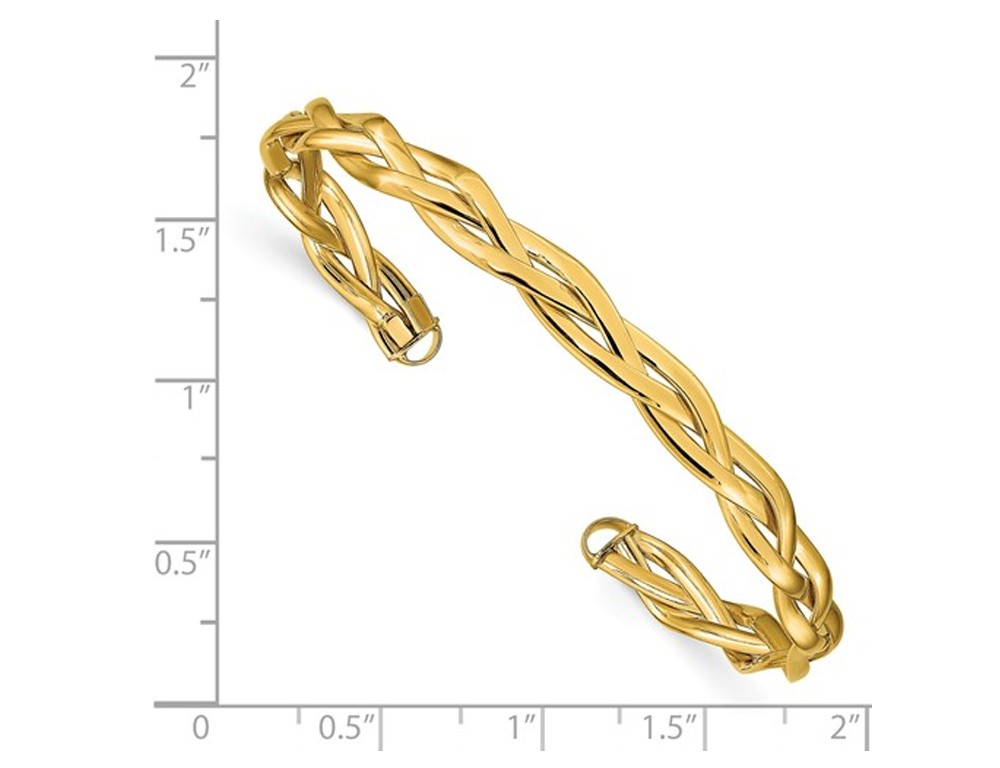14K Yellow Gold Braided Bracelet Cuff Bangle