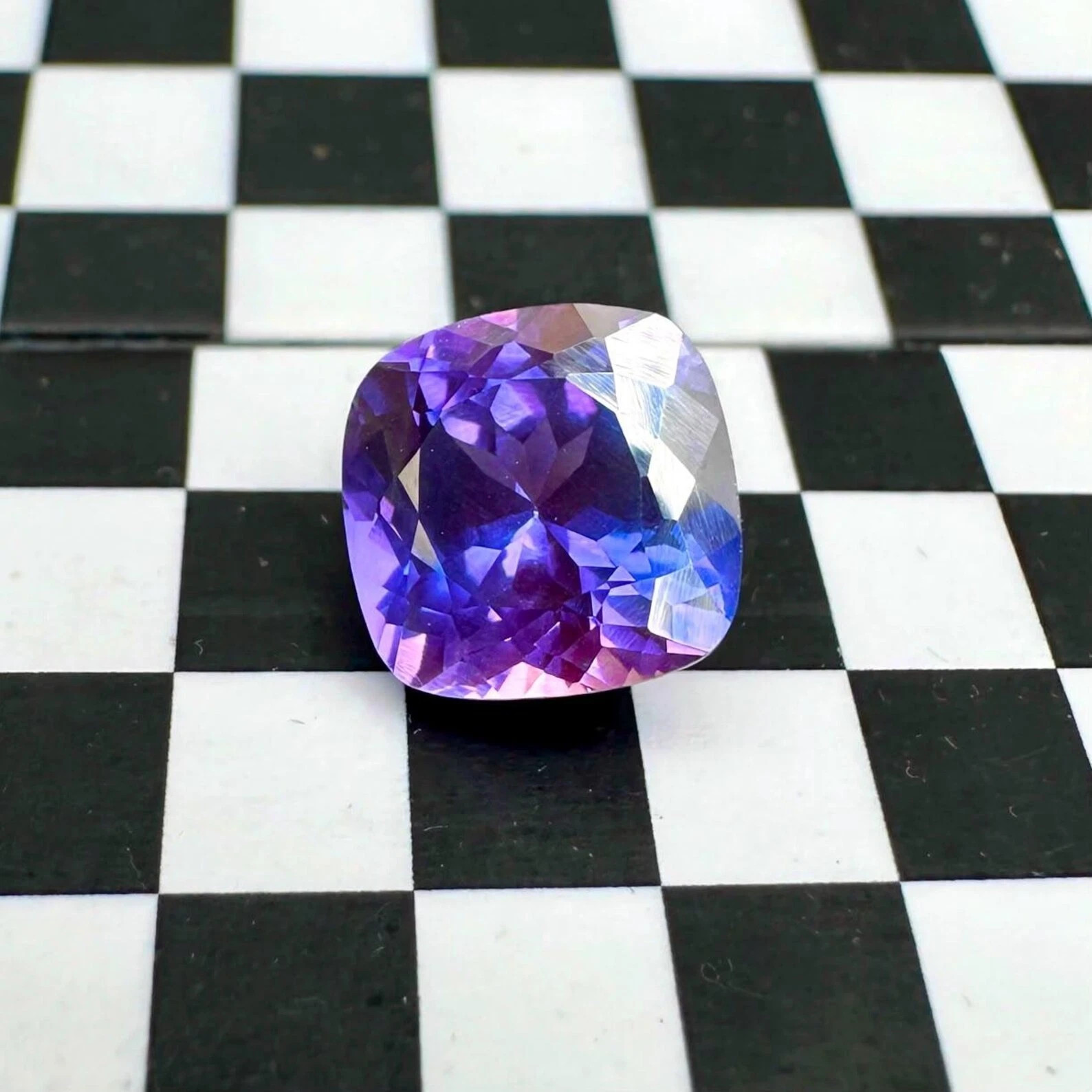 GIE Certified Natural Blue Purple Sapphire 11.66 Ct Cushion Cut Loose Gemstone A