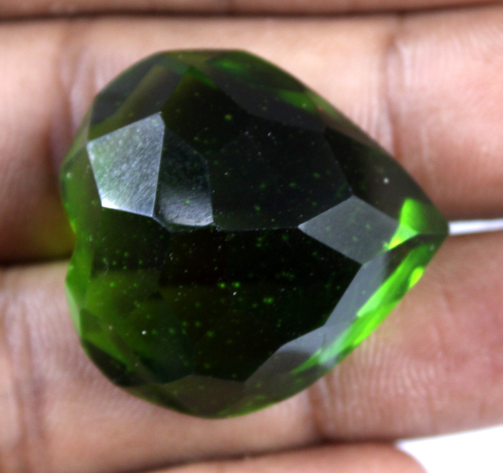 Brazilian Olive Green Peridot 58.85 Ct Heart Shape Gemstone Certified T8875