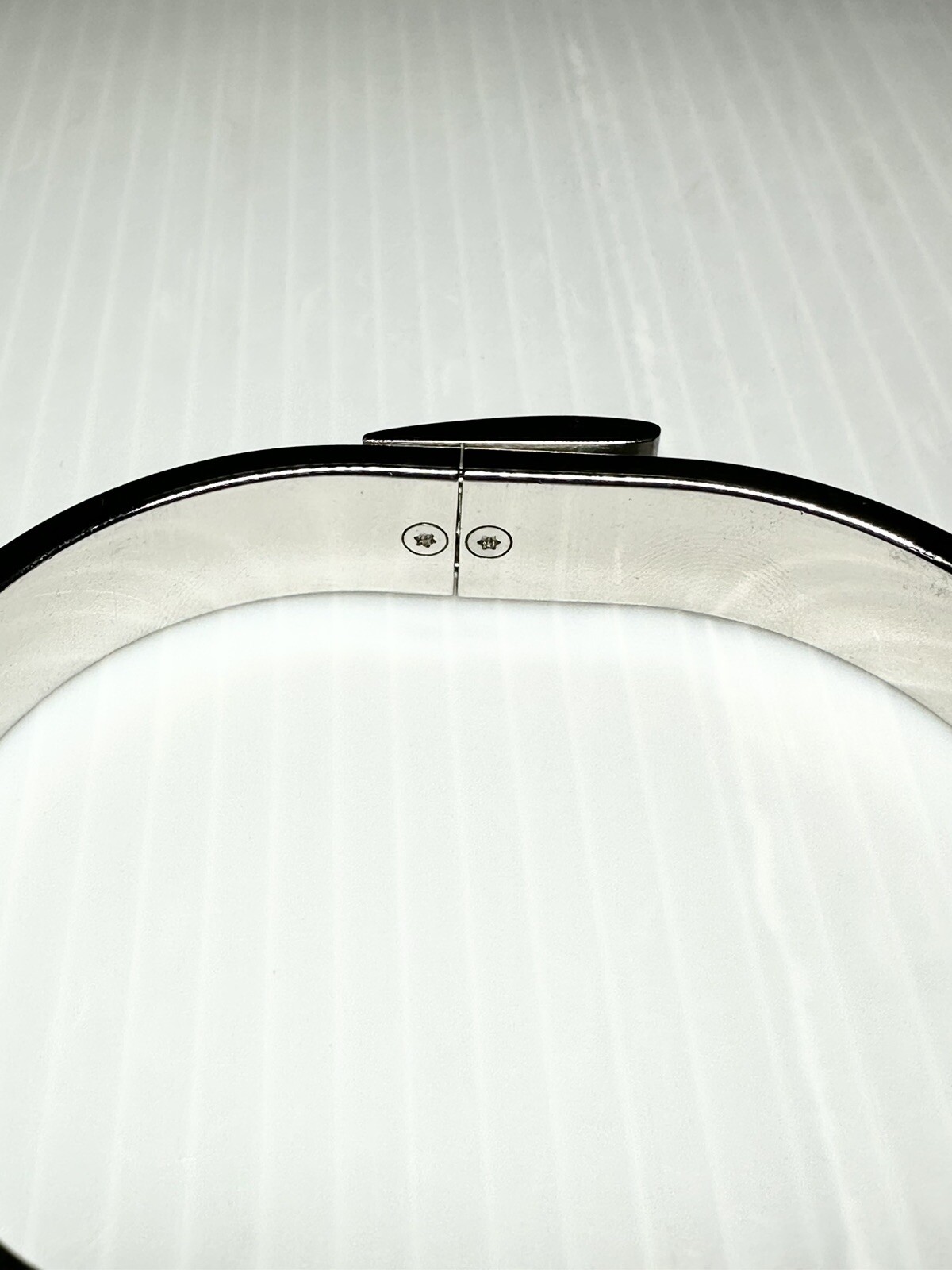 Authentic Hermes Jet Bangle Bracelet Palladium Plated Metal Silver Hardware T6