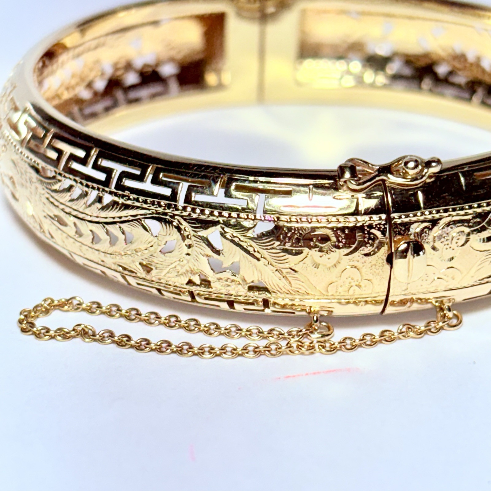 Ming’s Honolulu 14K Yellow Gold Double Phoenix 14mm 7″ Hinged Bracelet 25.0g
