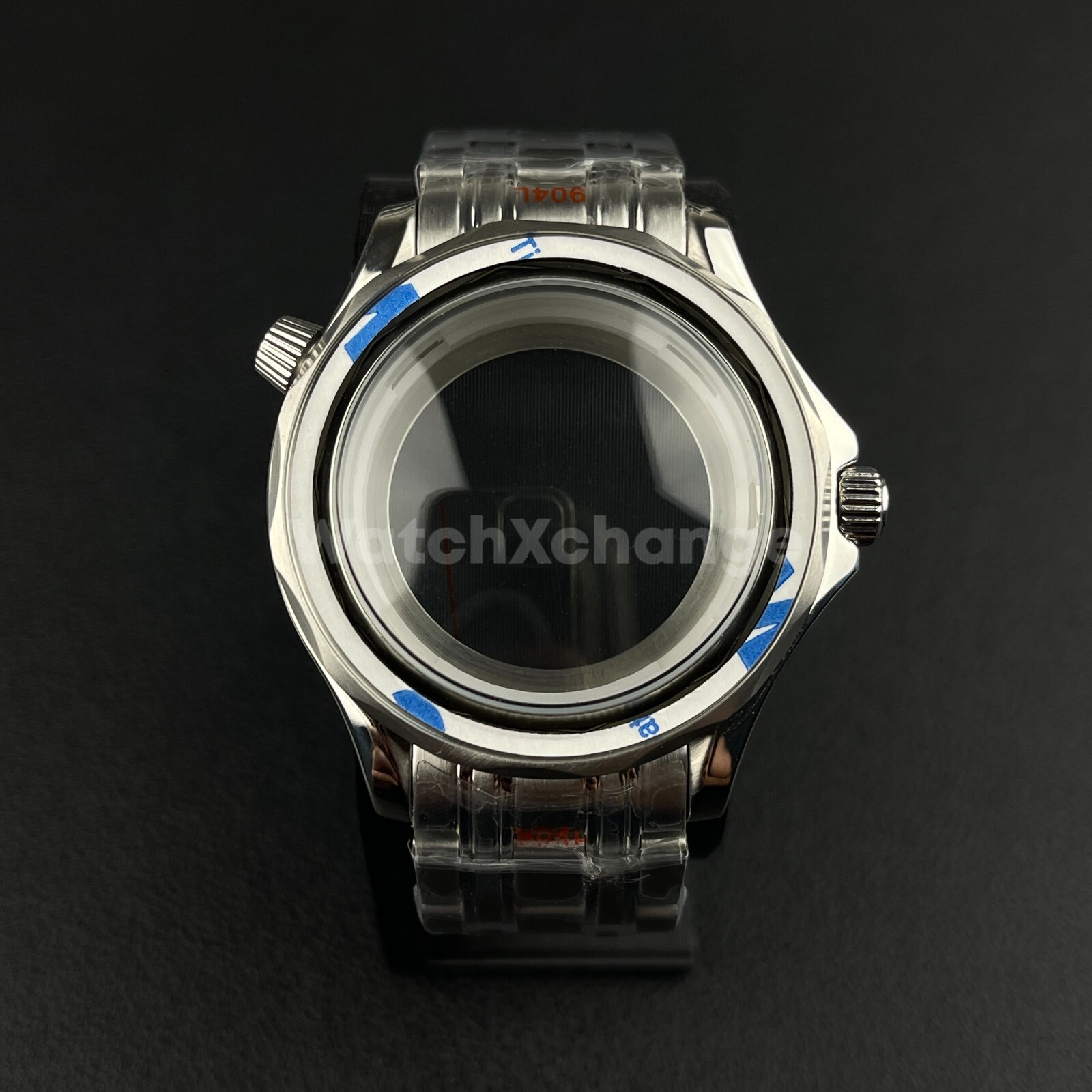 41mm Silver Stainless Steet Sapphire Glass Watch Case fit NH35 NH36 Seamaster