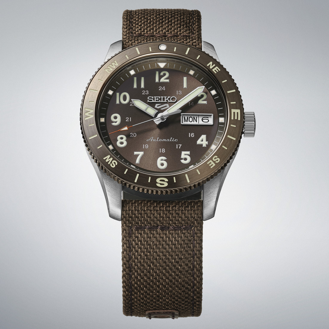 Seiko 5 Sports Field Series 41 MM Auto Nylon SS Brown Earth Dial Watch HDB009K1