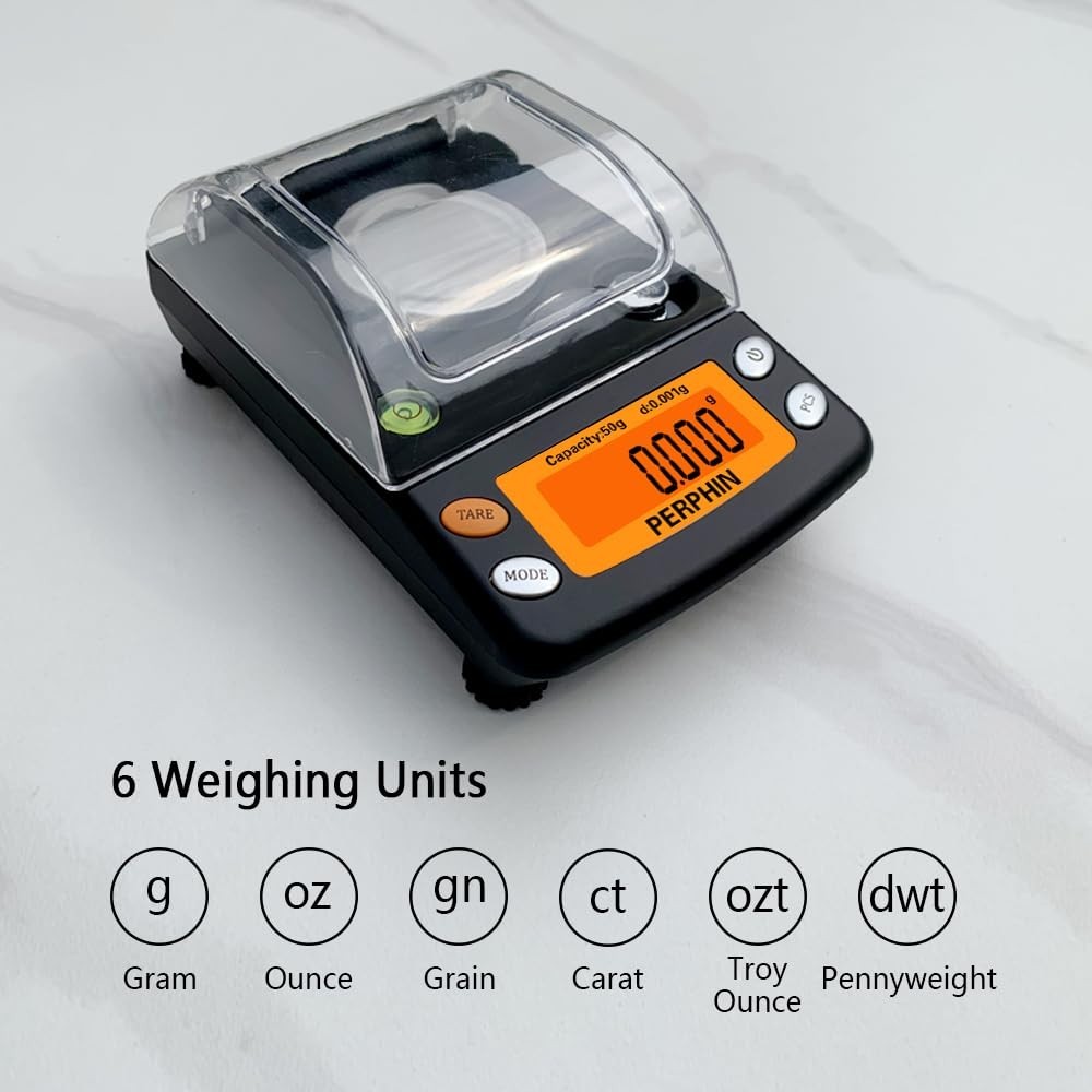 Digital Milligram Scale 50g x 0.001g Dual Power Large USB Large Display Black