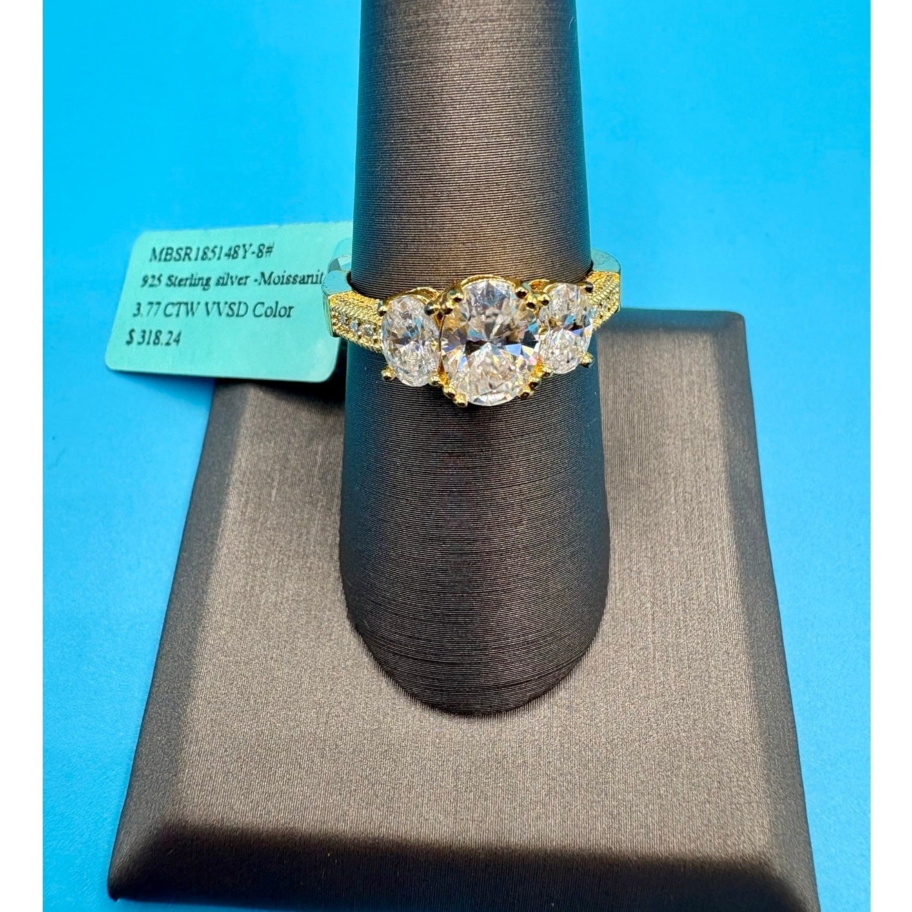 NWT – 3.77CTW Moissanite Vermeil over 925 Silver – Size 7.5