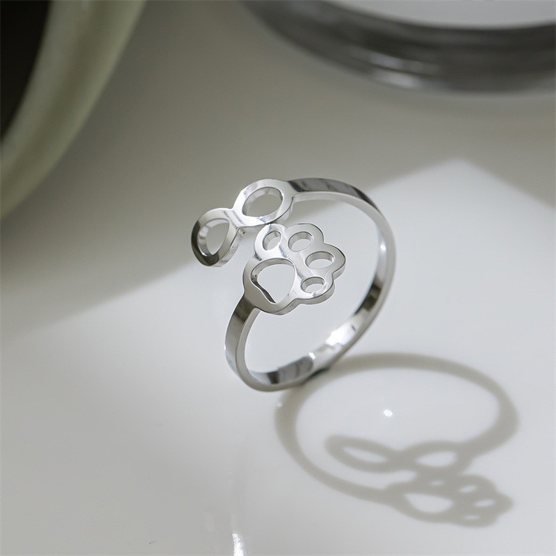 Fashion Geometric Creative Ring Women’s Stainless Steel Ring Adjustable Opening