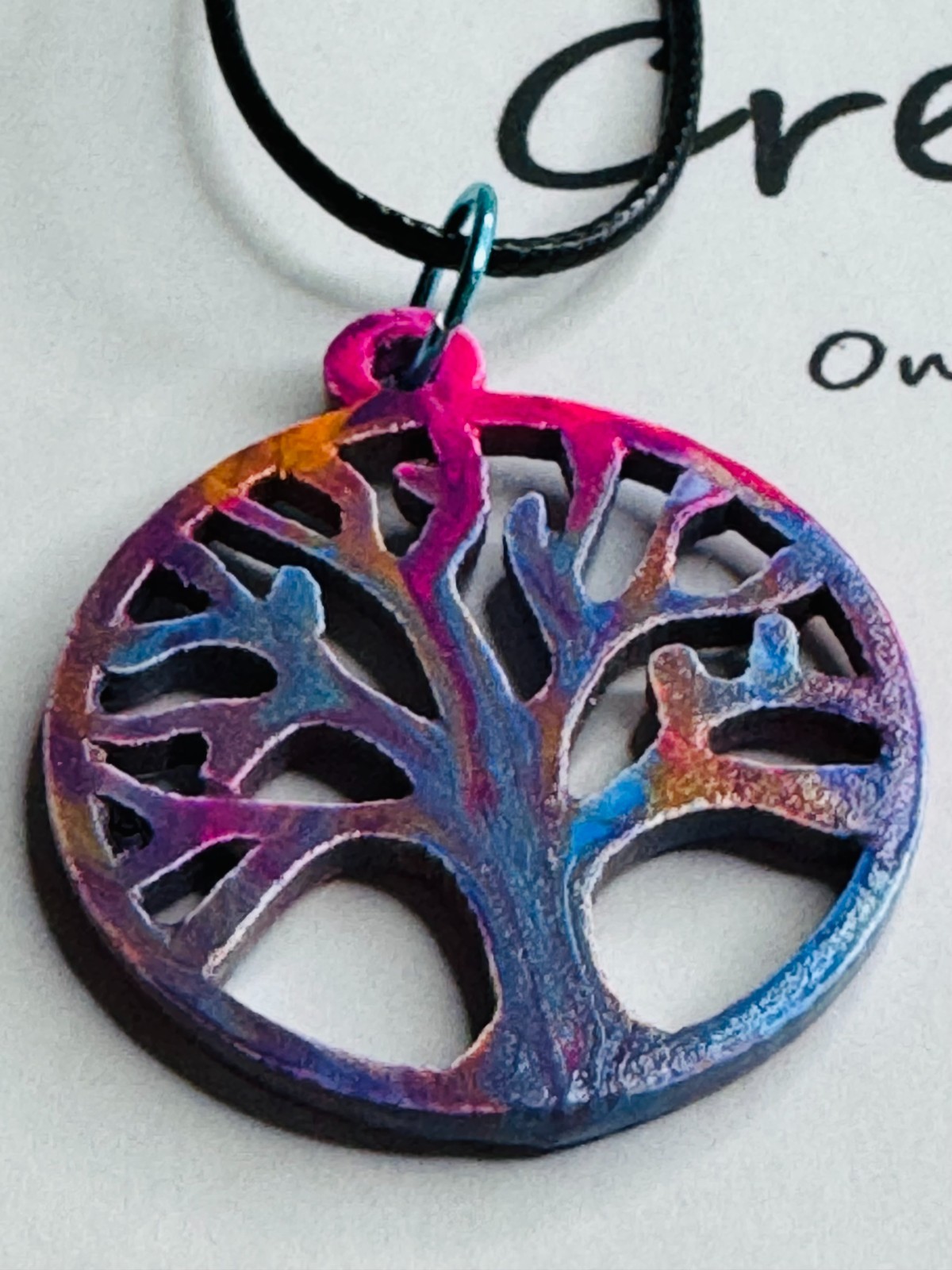 Wood Tree Of Life Necklace One Of A Kind Hand-Painted By A Local Ozark Artist-Me