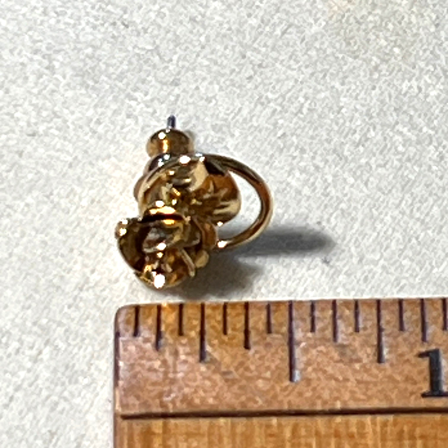 Petite Rose and Circle Gold Plated Pierced Earrings Stainless Post w/Push Back
