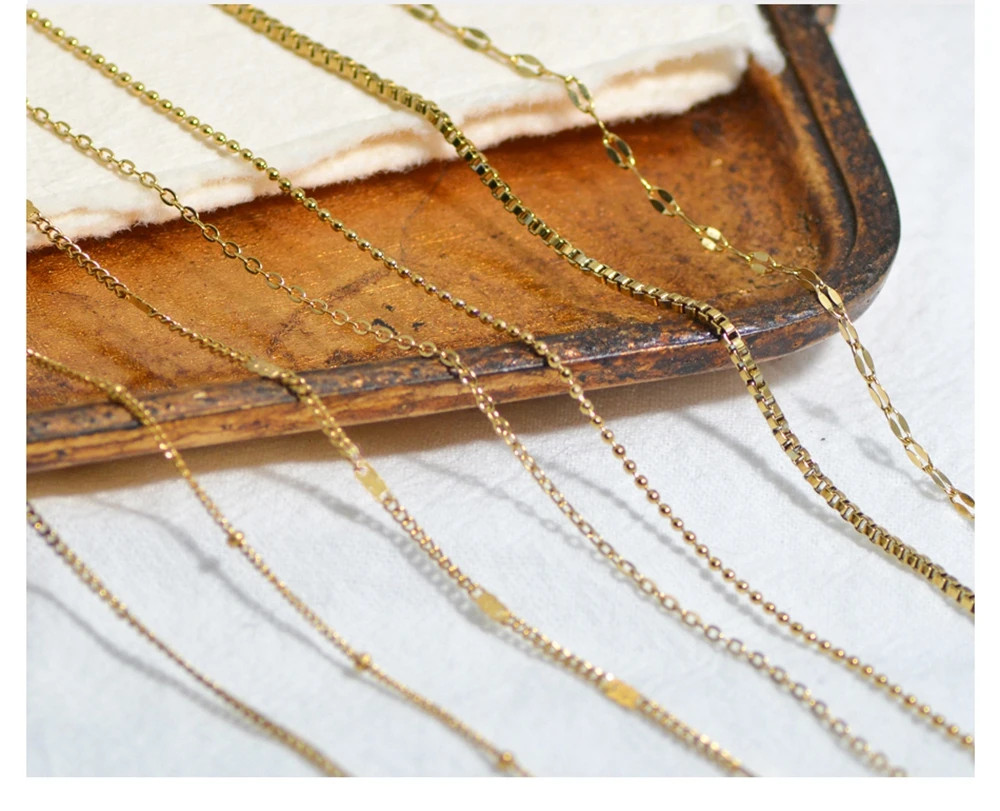 Classic Gold Stainless Steel Necklaces Simple DIY Basic Chains Jewelry