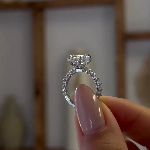 Premium 5.25 Ct Oval Cut Lab-Grown Diamond Engagement Ring in 14k White Gold