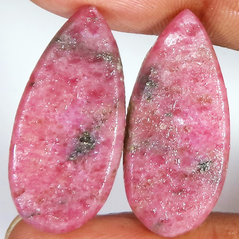 46.60 CT 100% Natural Rhodonite Pair Pear Cabochon Rare Gemstone 13x28x4mm GT-41