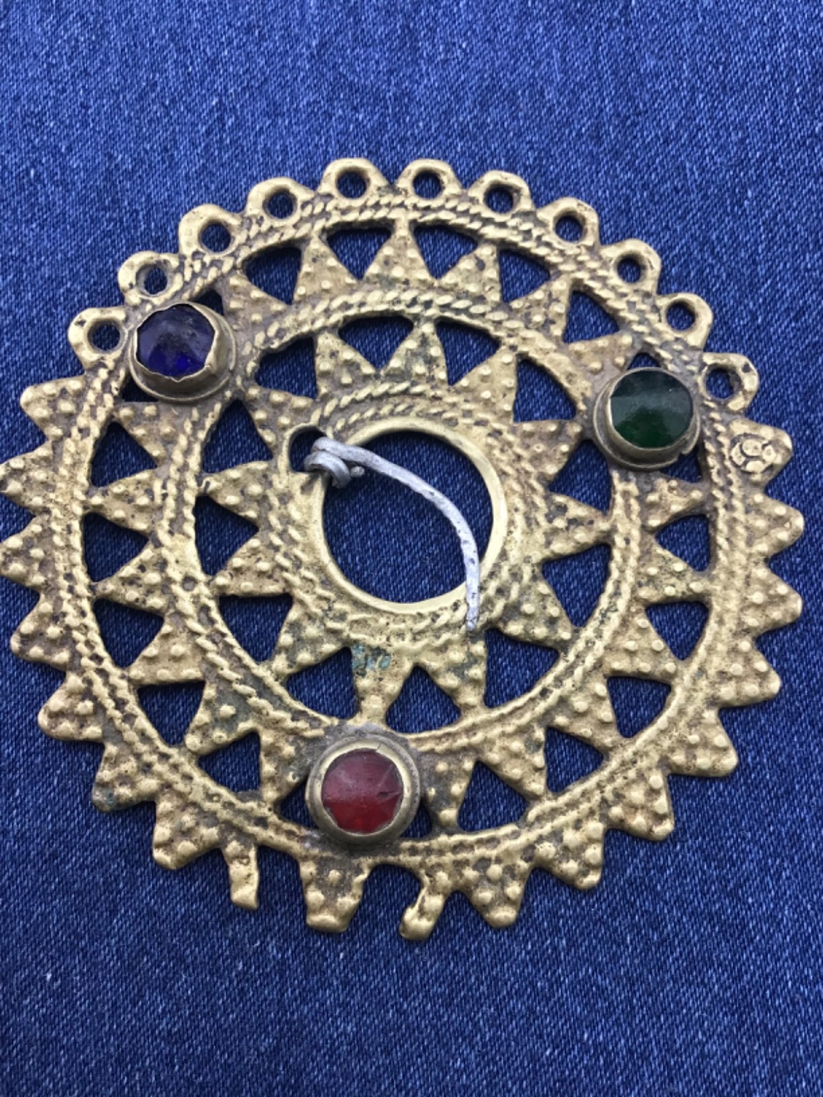 Vintage Kuchi Brass Fibula 43.3g Large 3.2″ Diameter Tribal Dress Pin Brooch