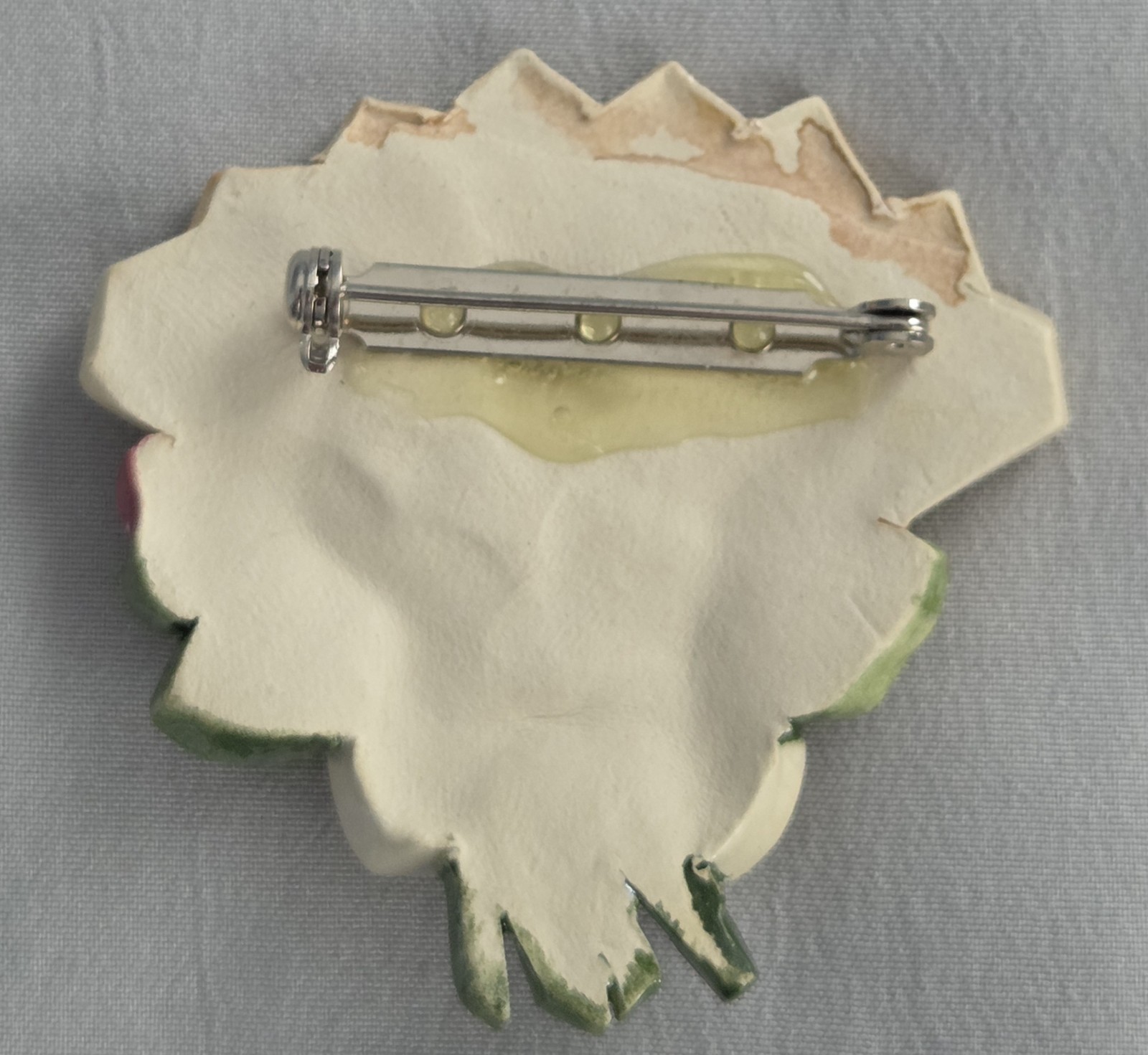 Fan Shaped Brooch Enamel On Ceramic