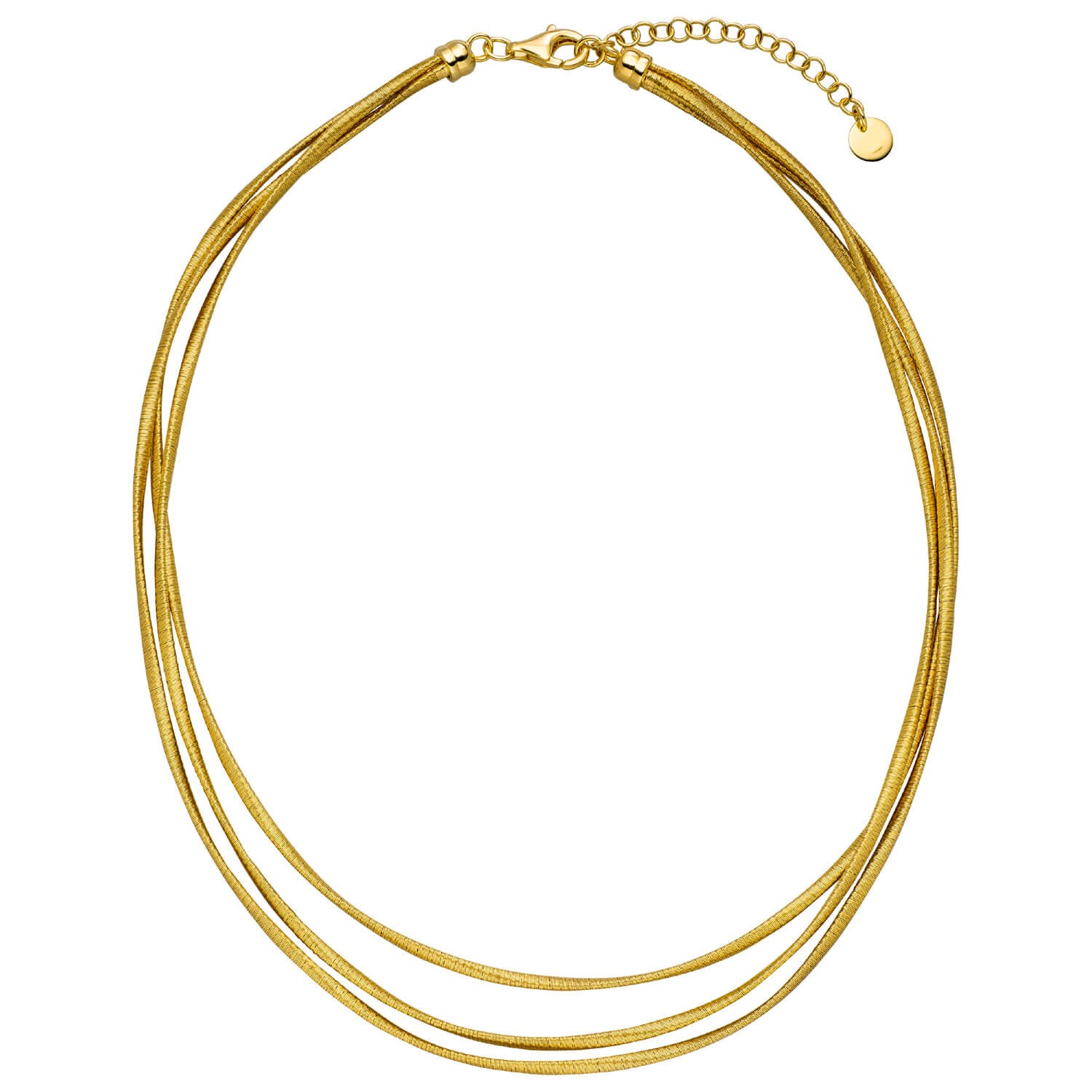 Necklace necklace 925 silver gold plated frosted 3 rows 42-47 cm silver chain