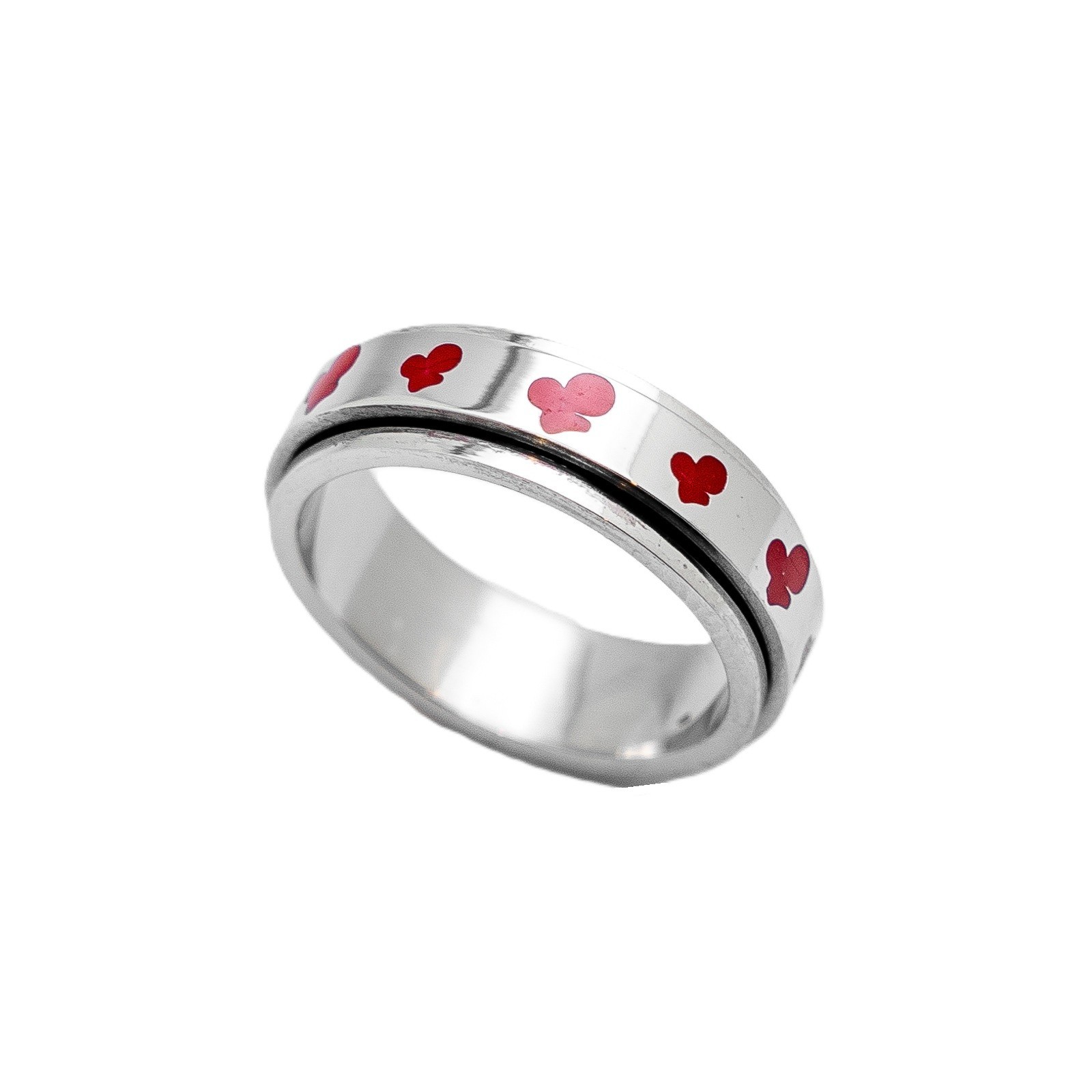 Spinner Ring With Cherries All Ages Unisex Stainless Steel Wedding Band 71