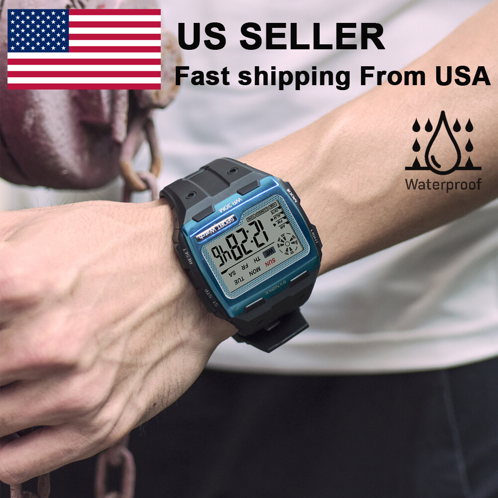 Waterproof Digital Sports Watch Military Tactical LED Backlight Wristwatch Men