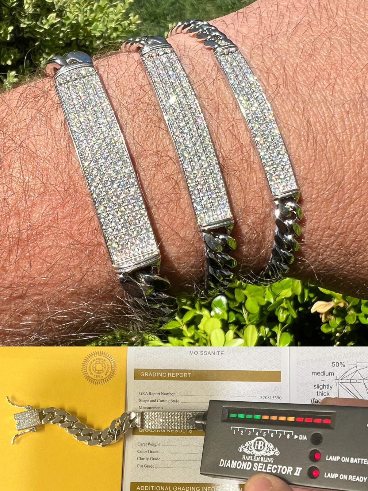 MOISSANITE Real Miami Cuban Link ID Bracelet 925 Silver Iced Passes Tester