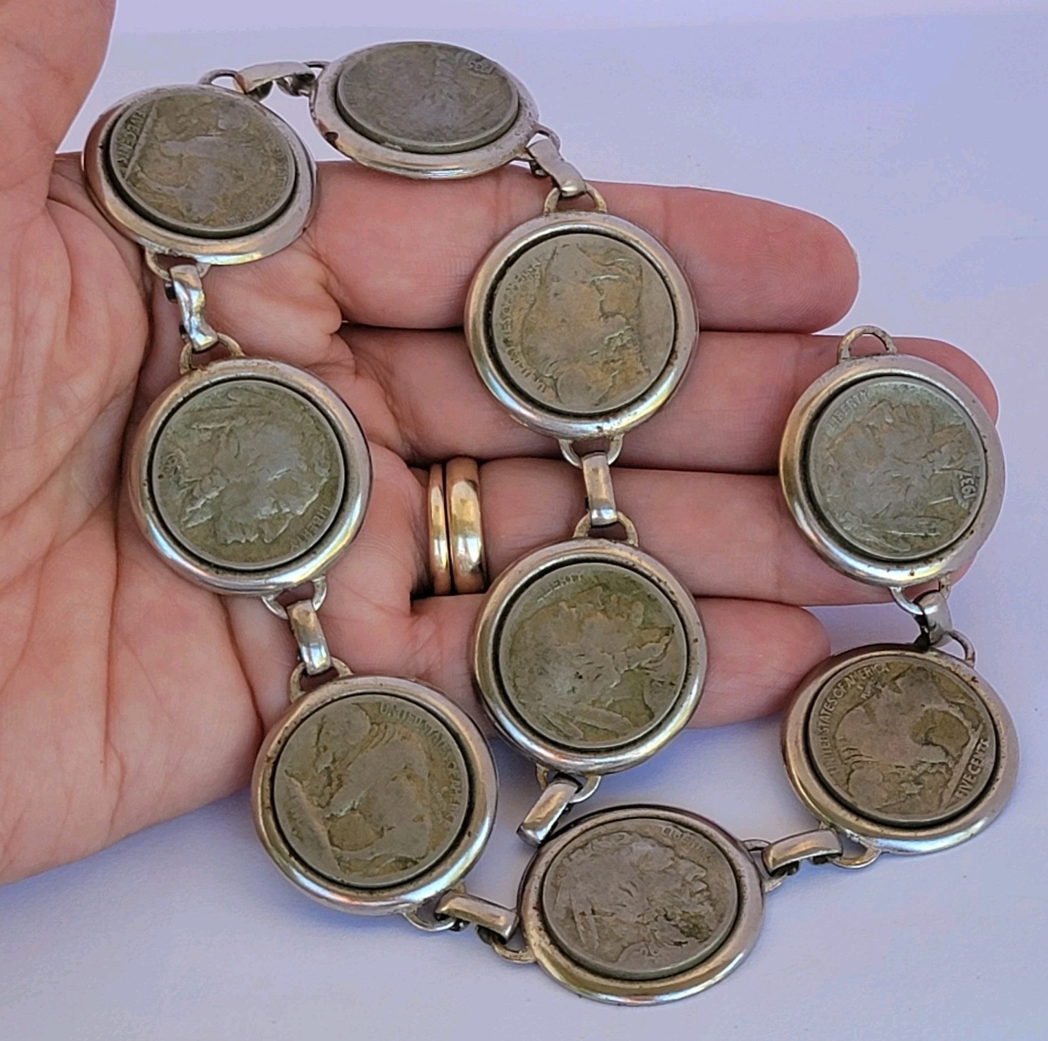 Vintage Buffalo Native American Indian Nickles NECKLACE Part 14″ Chain ***READ**