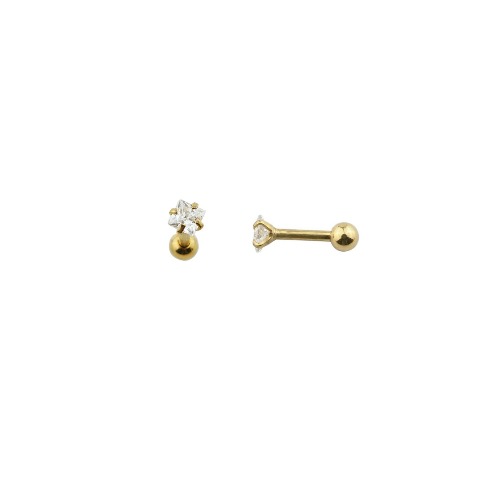 3mm-5mm Stainless Steel Square Clear Cubic Zirconia Men Women Ear Stud Earrings