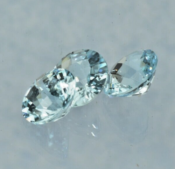 3 pieces Natural Blue Topaz Round Checkerboard Cut 15.56 ct. total 11 mm