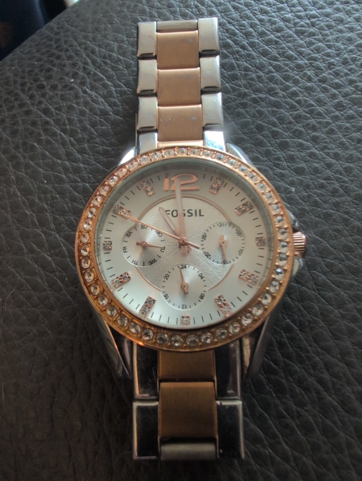 Fossil Riley ES2787 251403 Women Stainless Steel Analog Silver Dial Wrist Watch