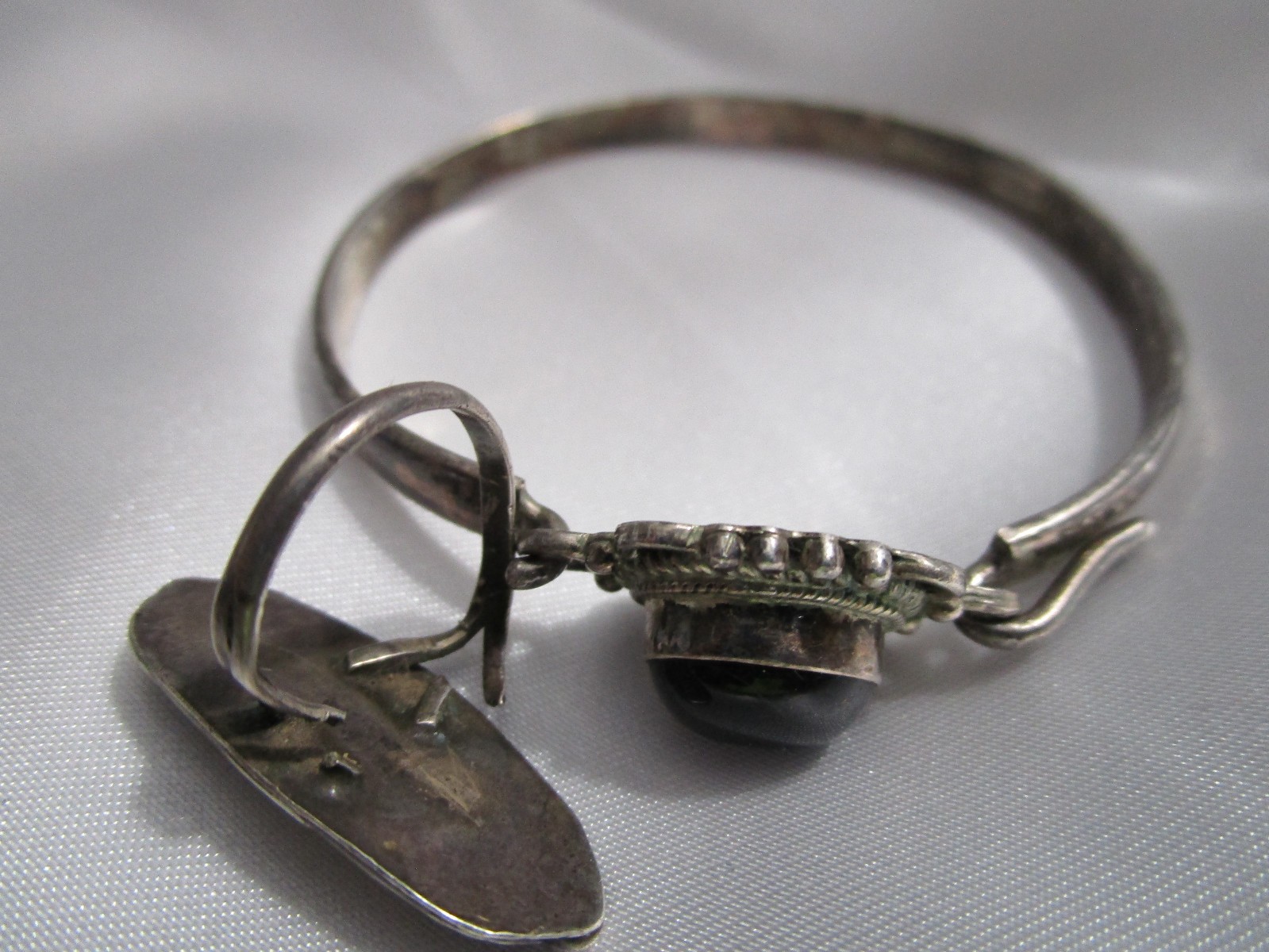 vintage ,Mexico sterling silver & black onyx bracelet and ring combo READ