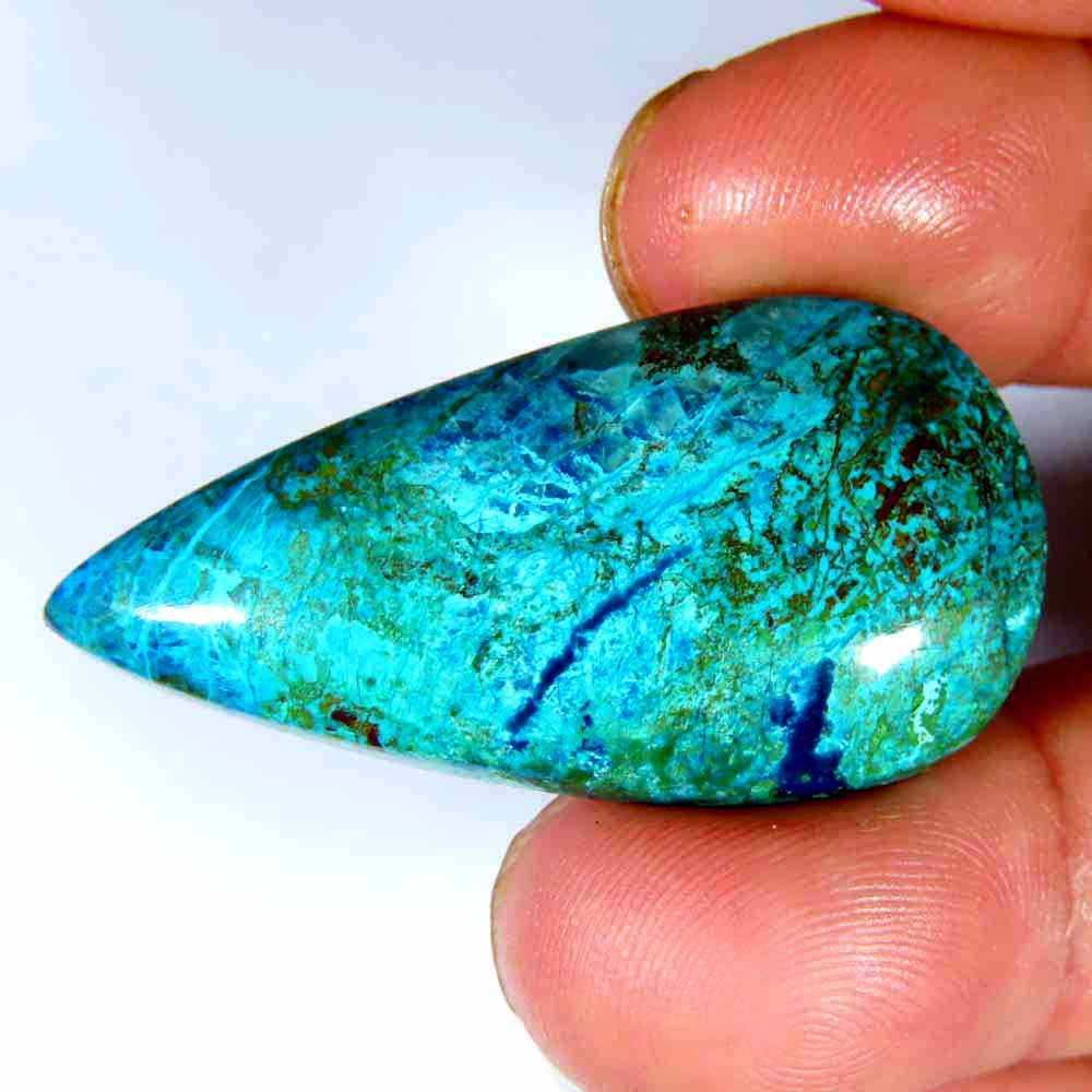 39.20Cts. 100%Natural Top Class Green Blue Chrysocolla Pear 20x40x6mm Cab Gems