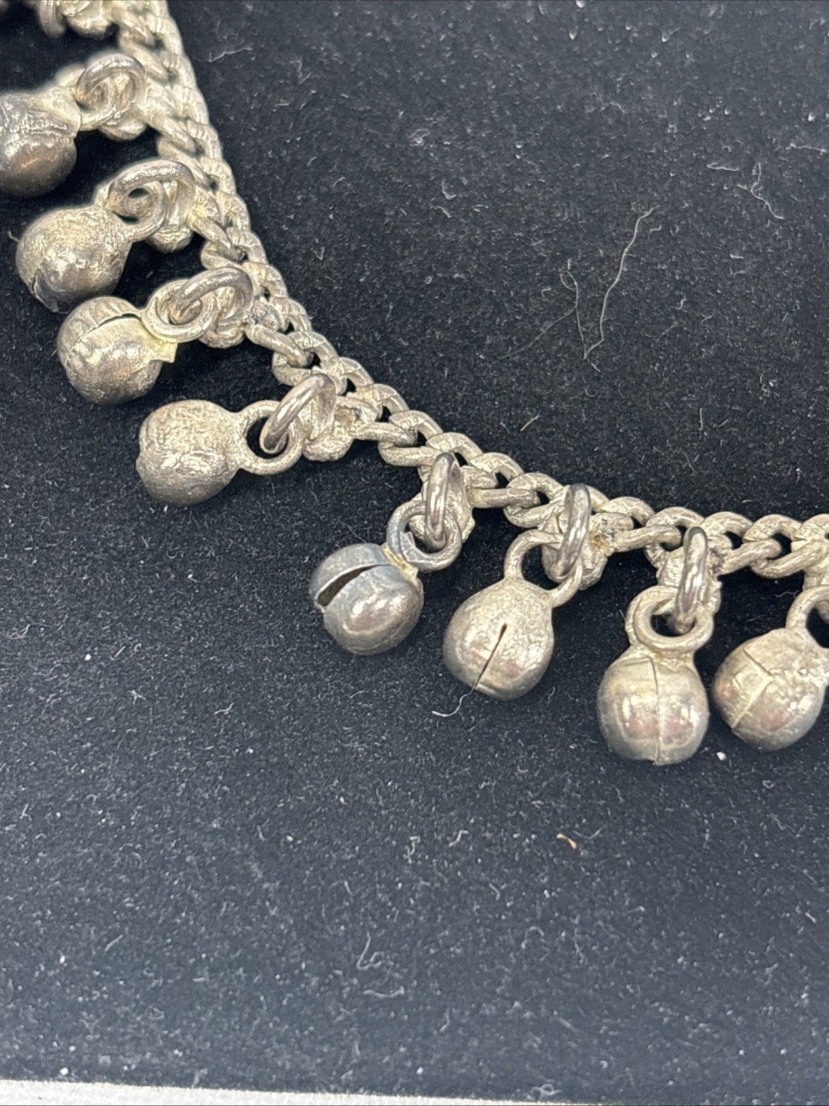Silver Tone Jingle Bell Charm Adj 9.75-11.5″ Vintage Anklet Boho Belly Dancer