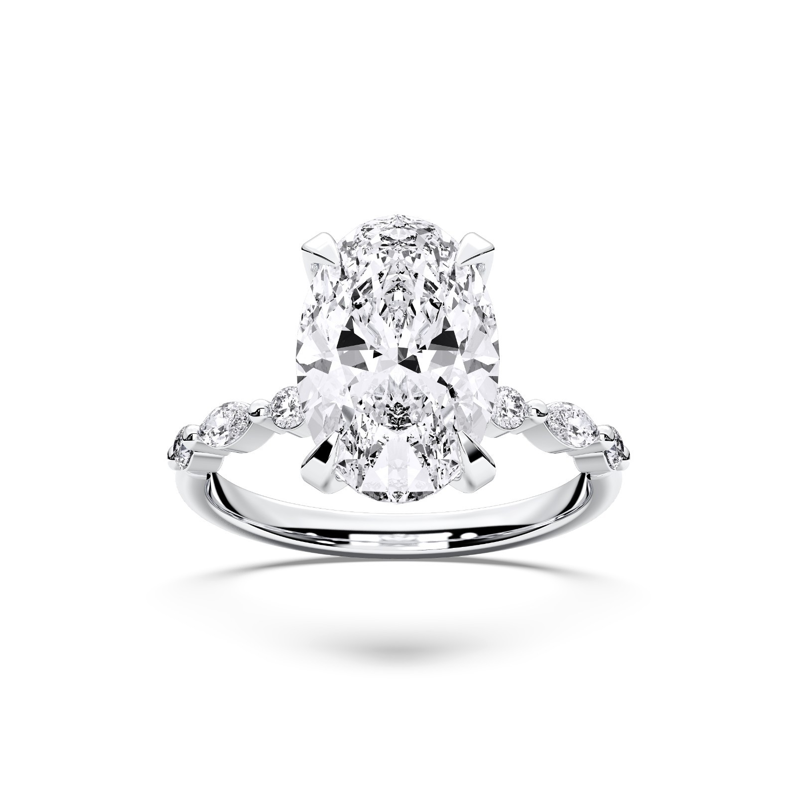 5.25 CT Oval & Round Cut Moissanite 7 Stone Engagement Ring 925 Silver for Women
