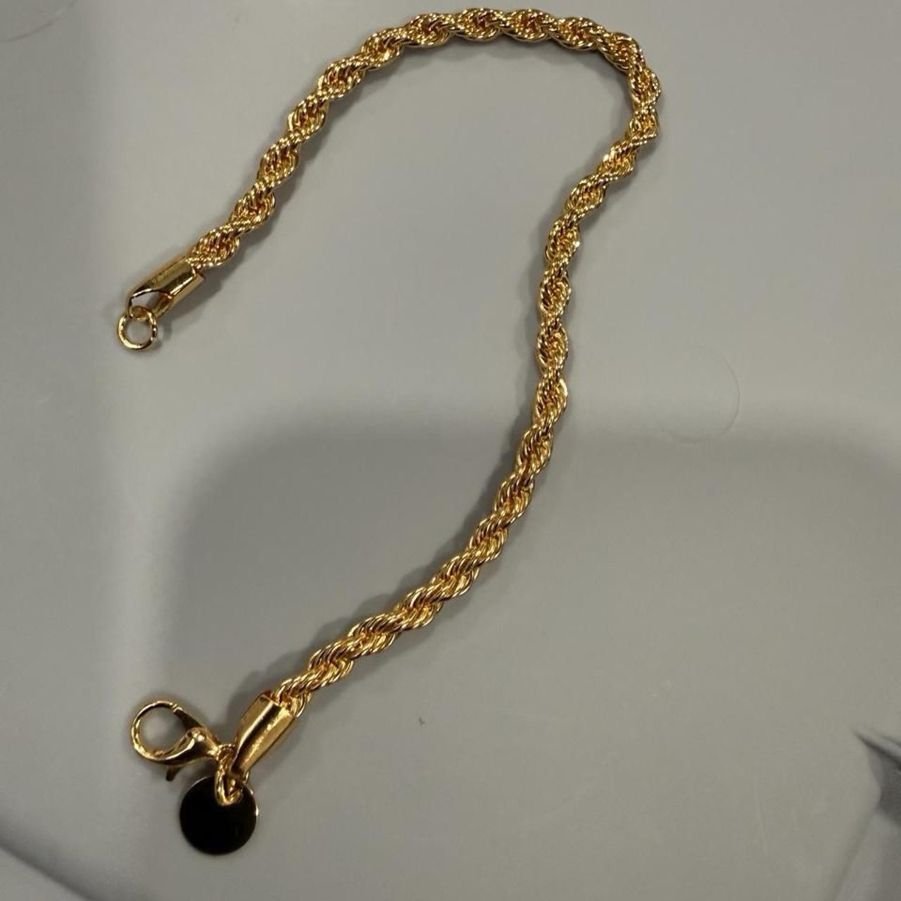 Gold plated rope chain bracelet 7.5 inch length Stainless steel gold plated