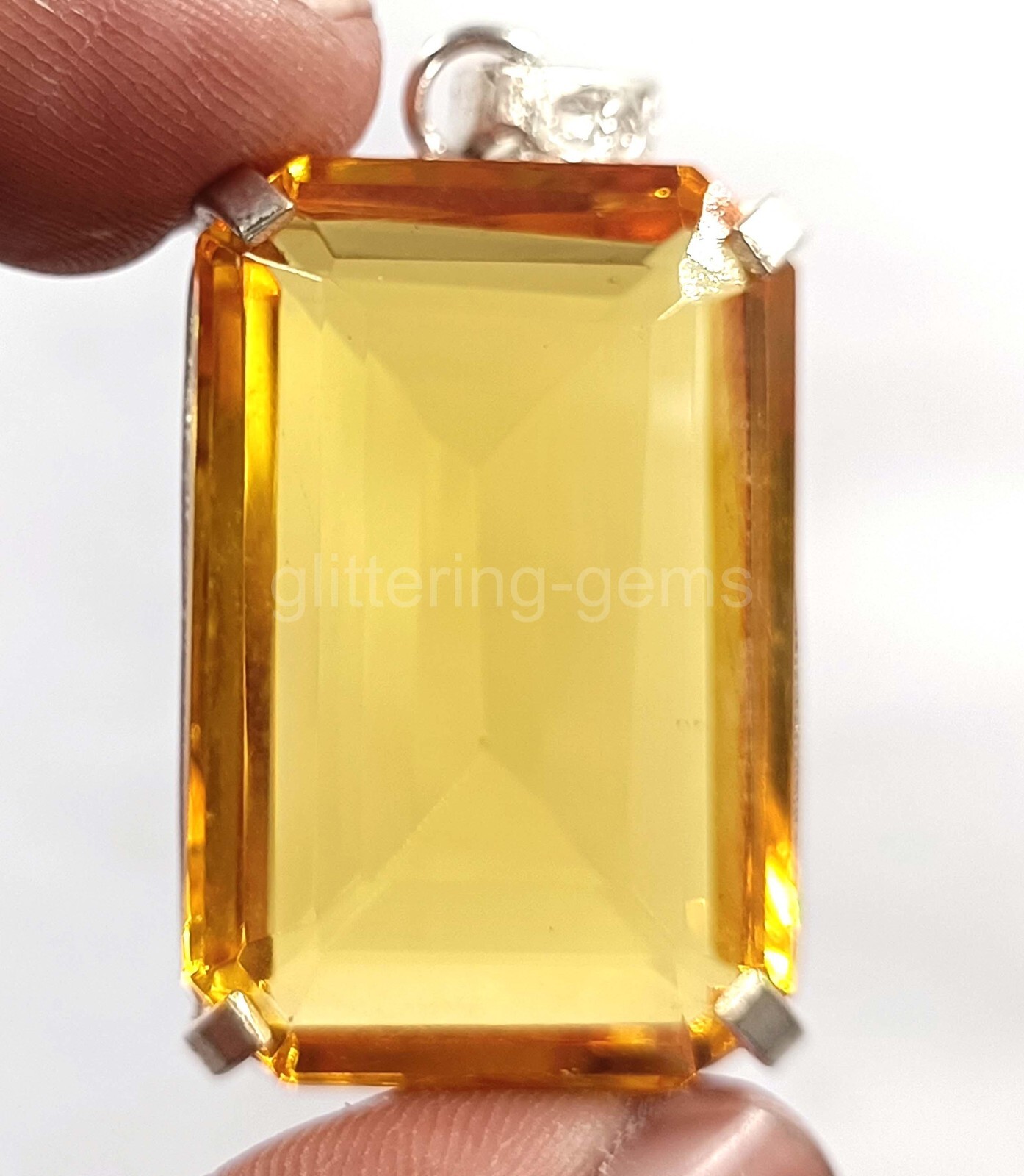 Natural Yellow Sapphire 80 Ct IGL Emerald Cut 925 Solid Silver Pendant Gems 5MSA