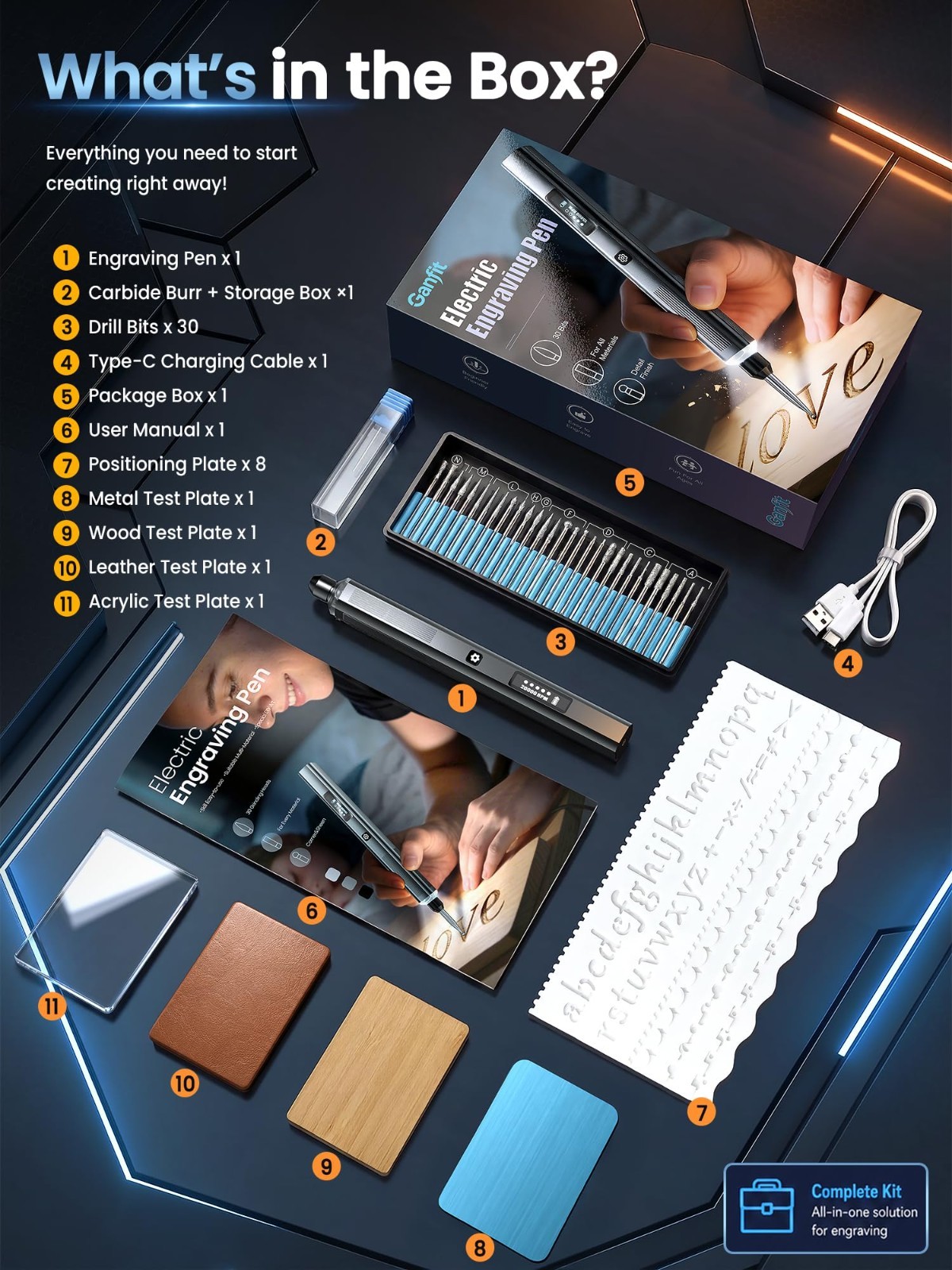 Cordless Engraving Pen for Metal, Wood, Glass & Plastic – 5-Speed Tool, LED Ligh