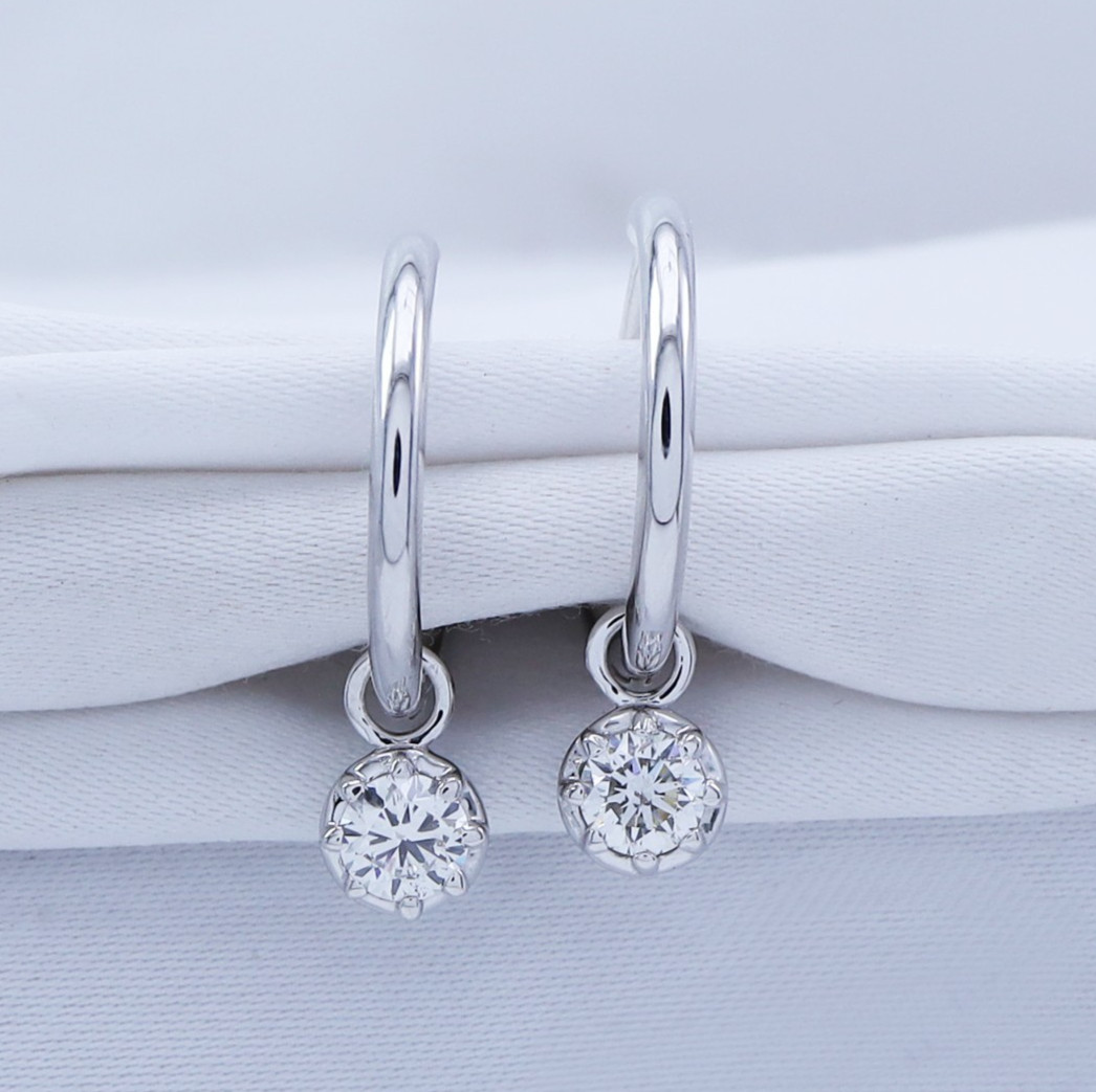 3/7 Ct Lab Grown Diamond Drop Dangle Hoop Earrings 925 Sterling Silver