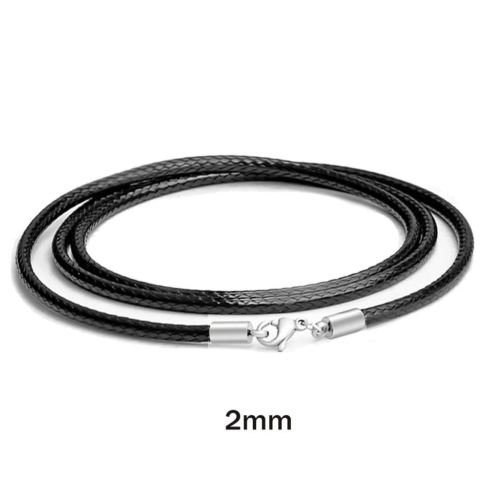 Waterproof Braided Leather Chain Cord Necklace with Stainless Steel Clasp