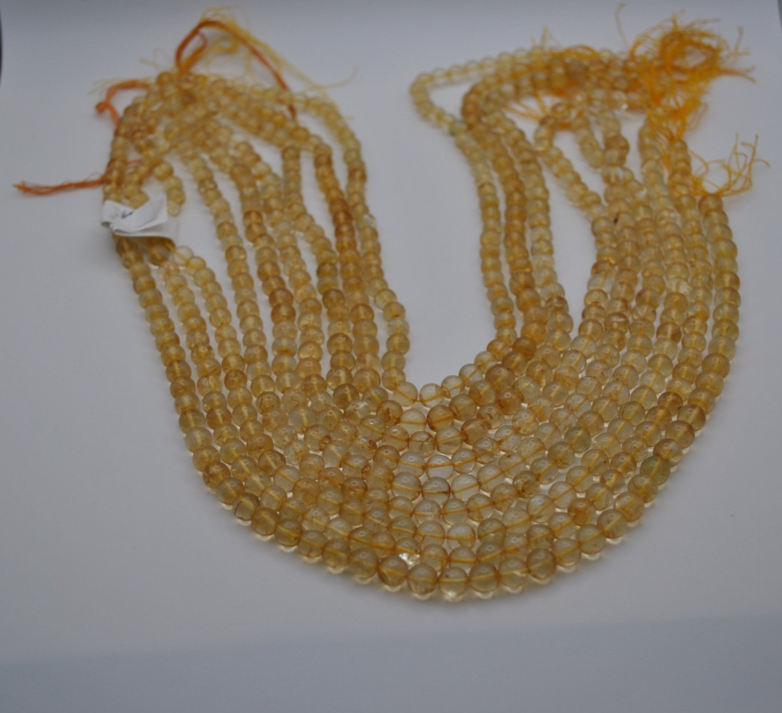 Citrine Bright Gemstone Strand with Smooth Stones (No Clasp)