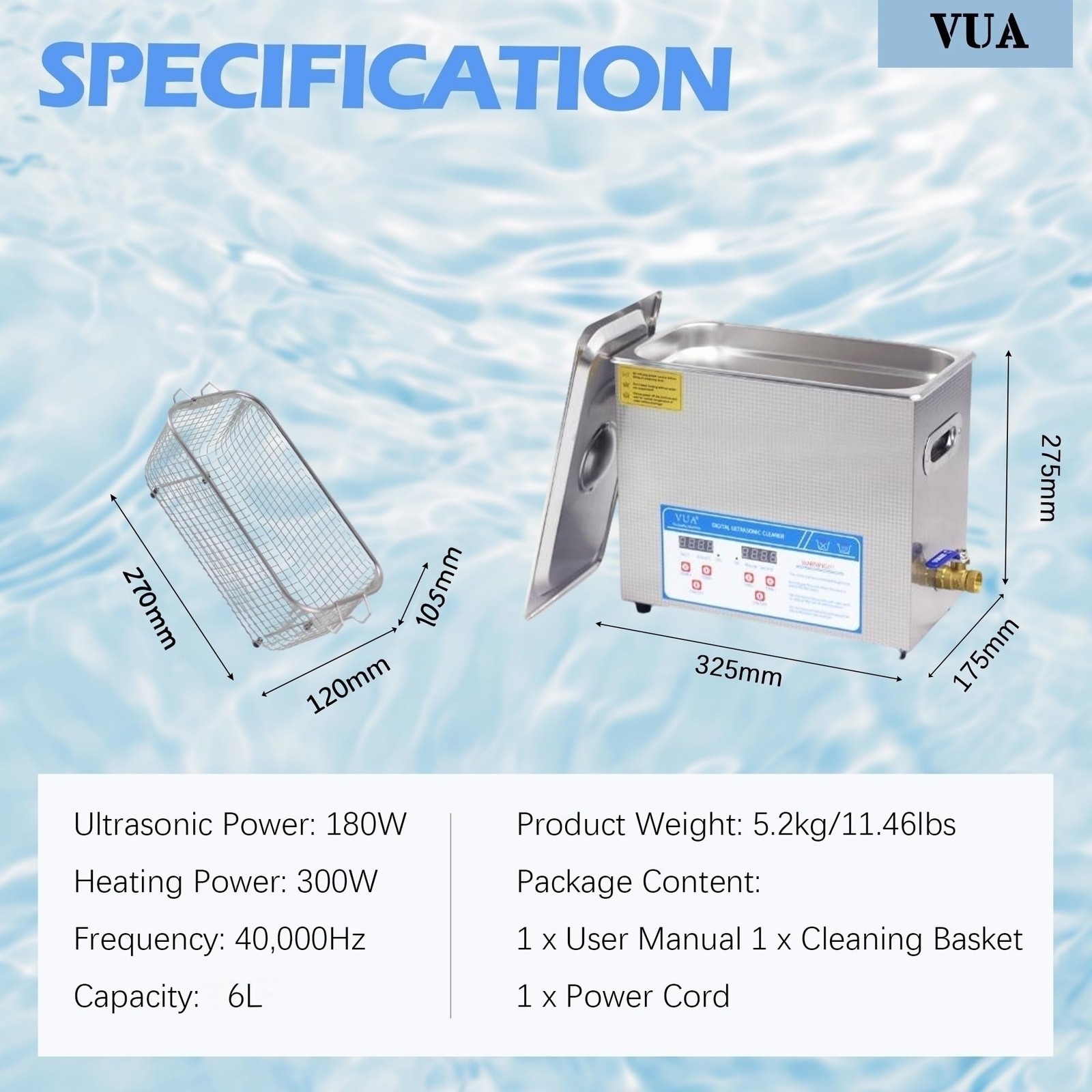 6L Ultrasonic Cleaner with Heater and Digital Timer, 40kHz 180W Professional …