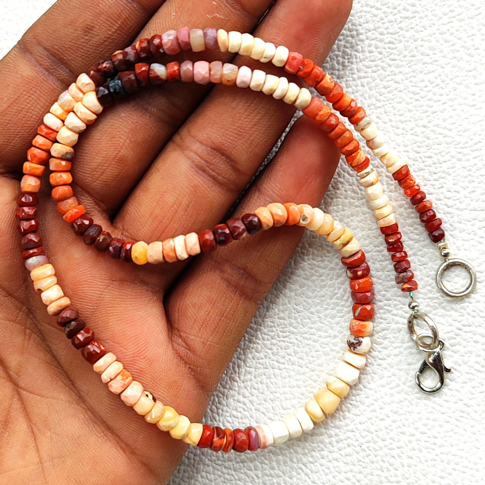 Mexican Orange Fire Opal Gemstone 4-5mm Faceted Rondelle Shape Beads 17″ Gems