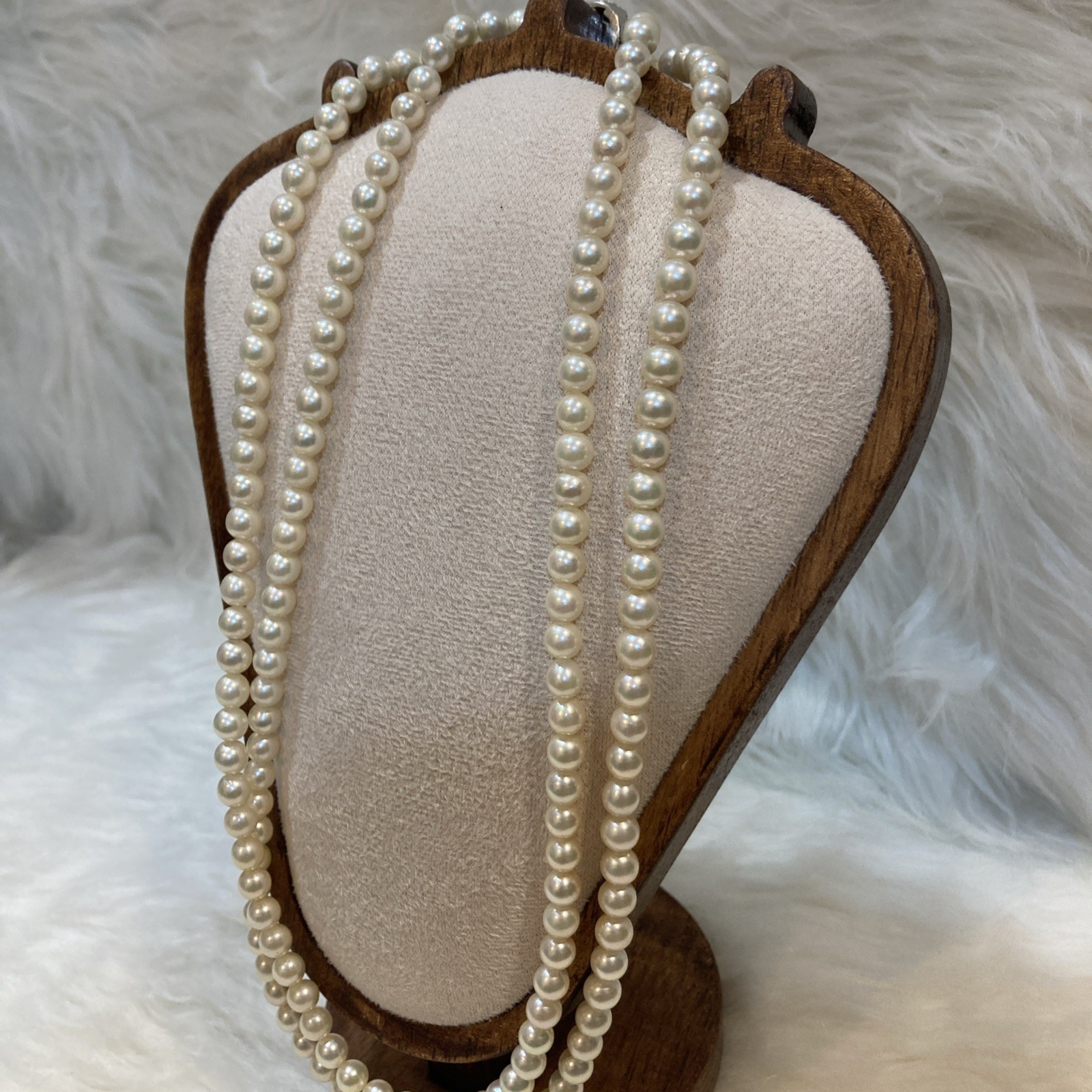 Akoya Pearl Long Necklace 104cm 61g 6-6.5mm Silver Clasp