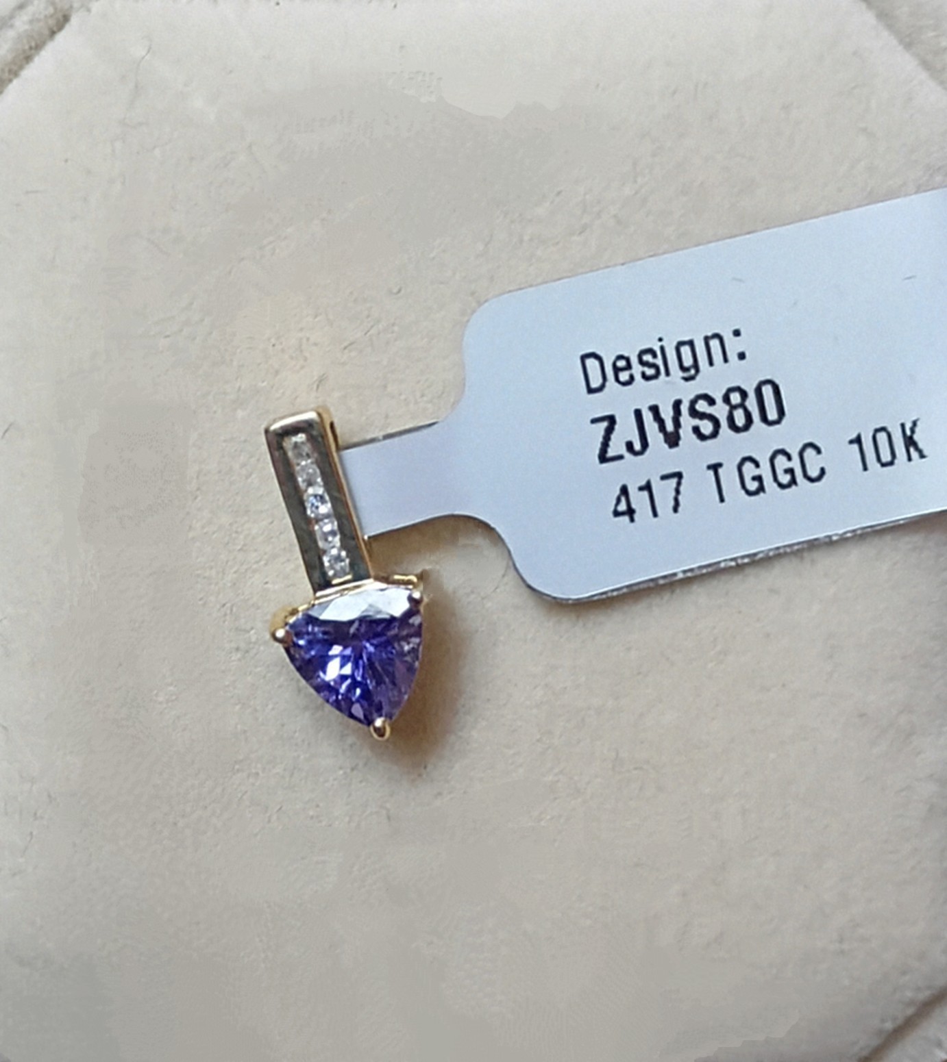 Jacque Christie Tanzanite & Diamond Triangle Pendant 10K Gold 0.82ctw ZJVS80