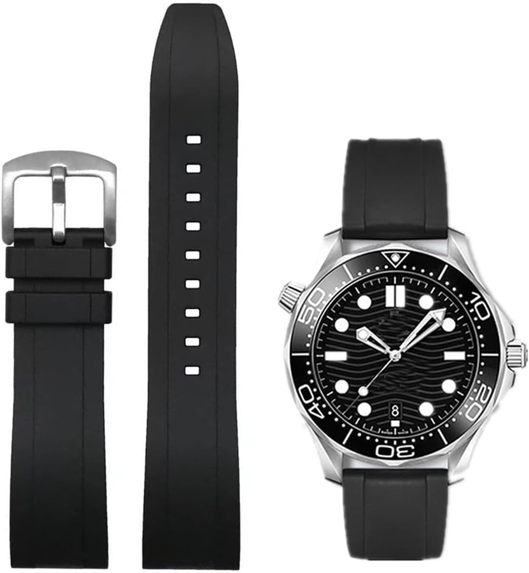 Correa Reloj Caucho Fluoro FKM 19mm 22mm Liberacion Rapida Suave Durable