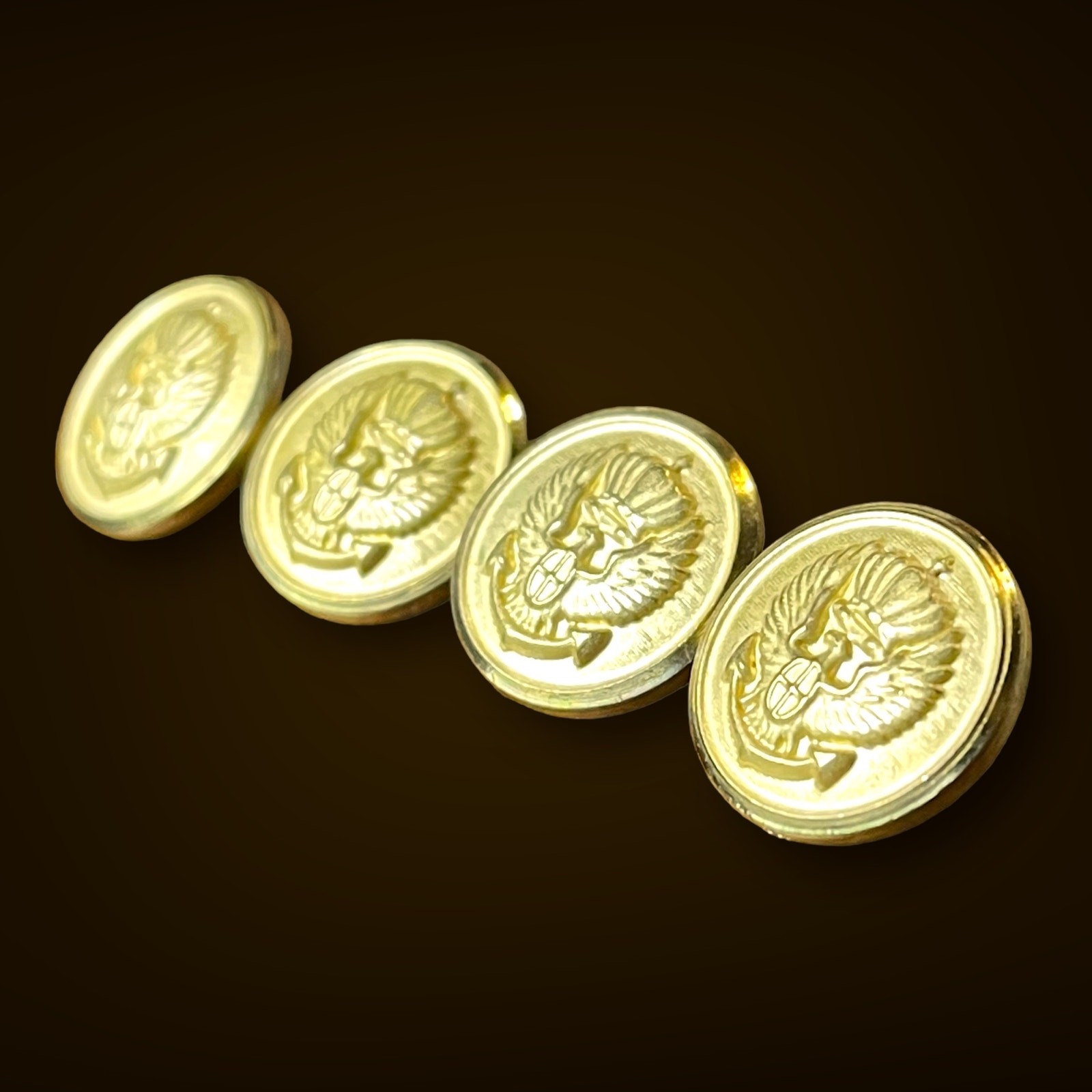 Vintage Military Cuff Links Gold Tone Eagle Crown Anchor Cufflinks French Cuff