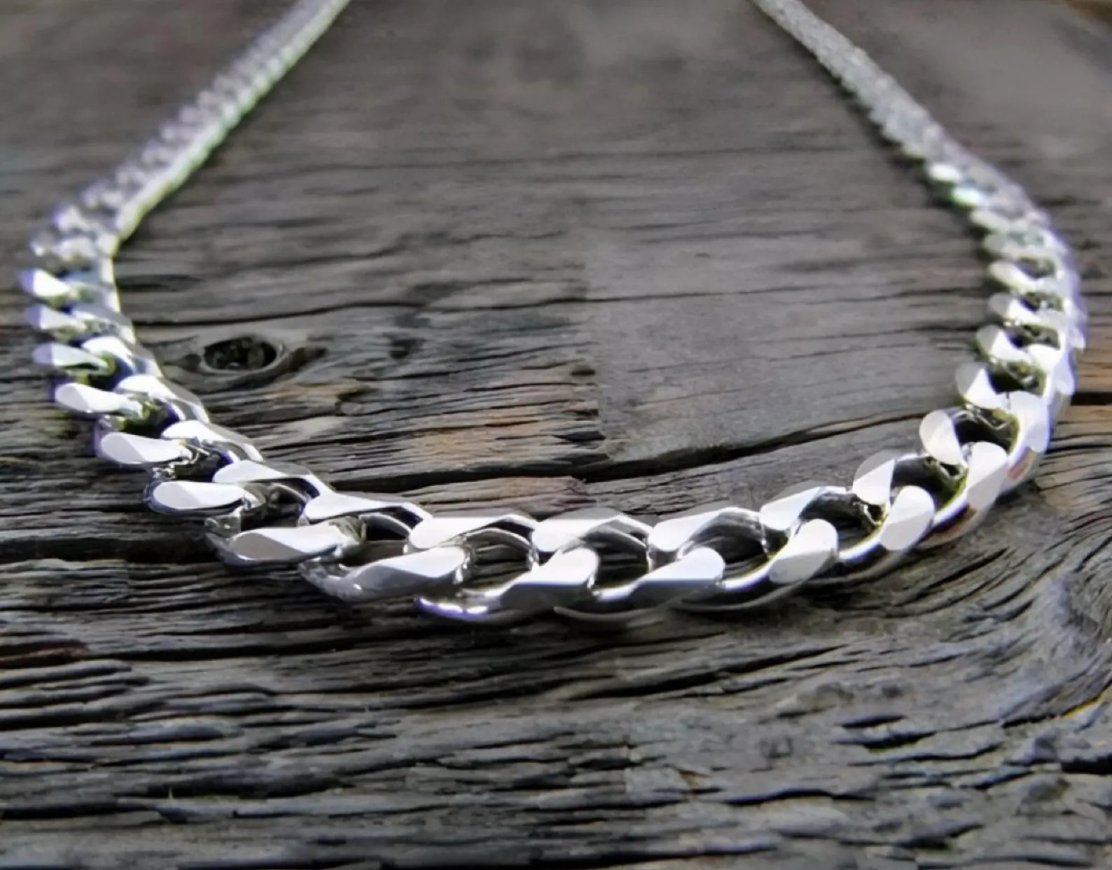 Solid 925 Sterling Curb Chain Necklace 7mm 8-30” Cuban Miami Style Italy