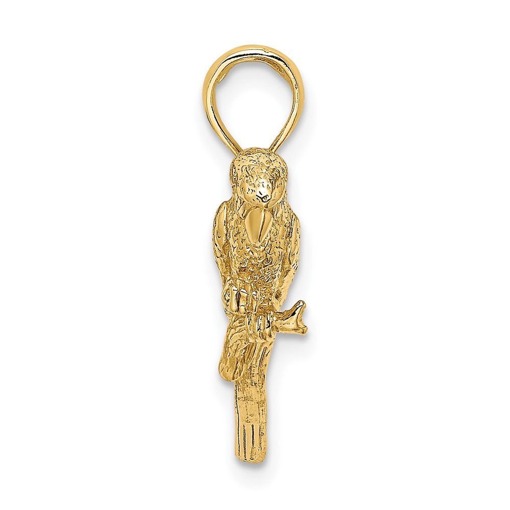 10K Yellow Gold 3-D Parrot Charm Pendant L-12.85 mm, W-24.7 mm