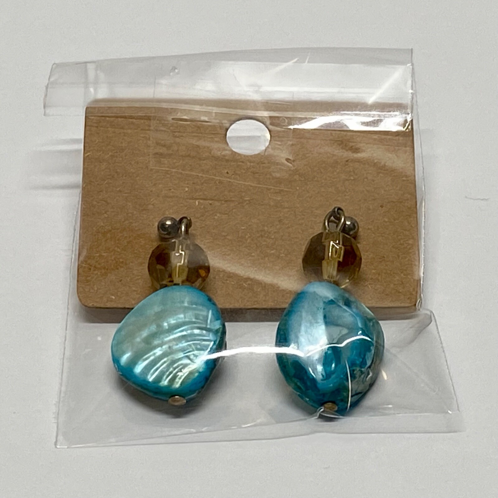 Turquoise Beaded Natural Ocean Beach Teal Sea Blue Dangle Drop Fine Earrings