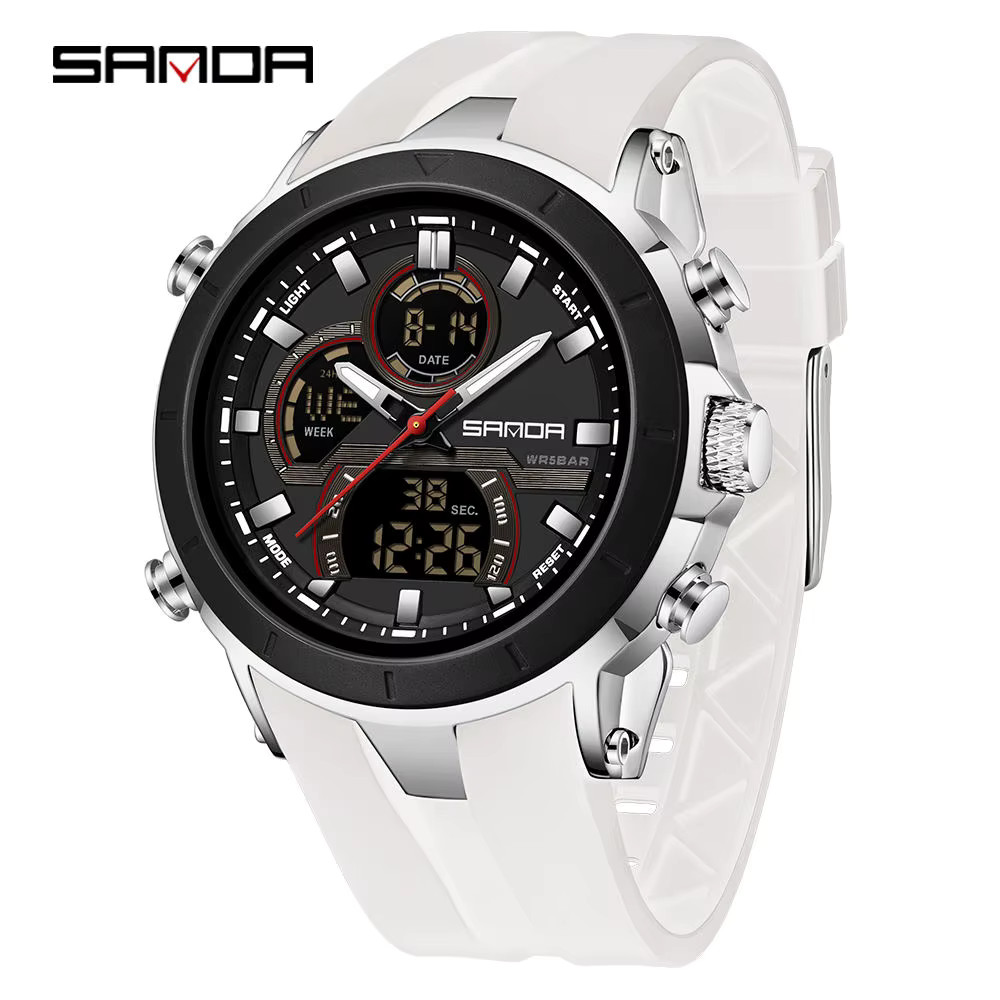 SANDA 6279 Hot Sale Digital Watch for Man Dual Display Large Dial Auto Date Lumi