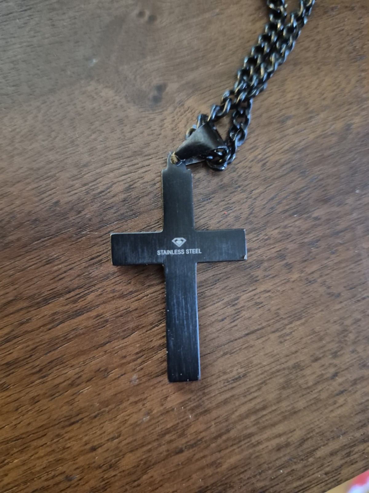 Brilliance Jewelry Black Stainless Steel Cross With Diamond – 24″ Chain Men’s