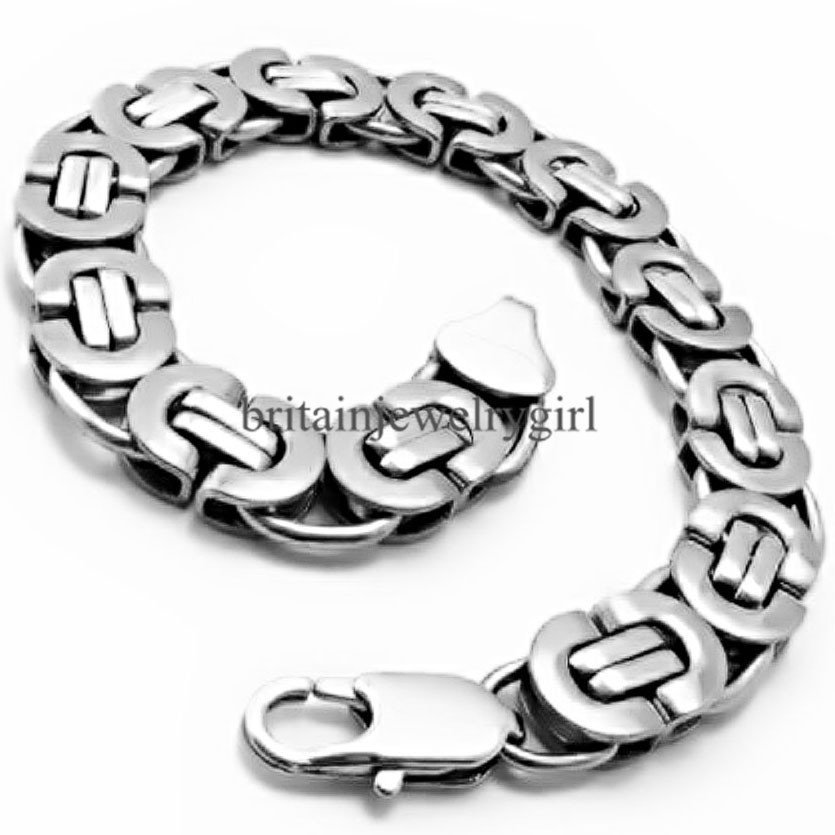 8.7″ Mens High Polished Stainless Steel Chunky Chain Wristband Bracelet *11MM