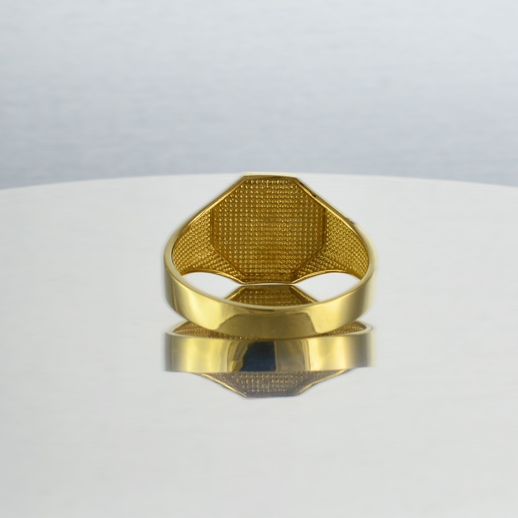 Men’s 10K Yellow Gold Letter Initial Octagon Signet Ring Personalized A–Z