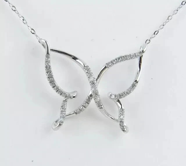 Women Butterfly Pendant 1Ct Round Cut Real Moissanite 14k White Gold Plated