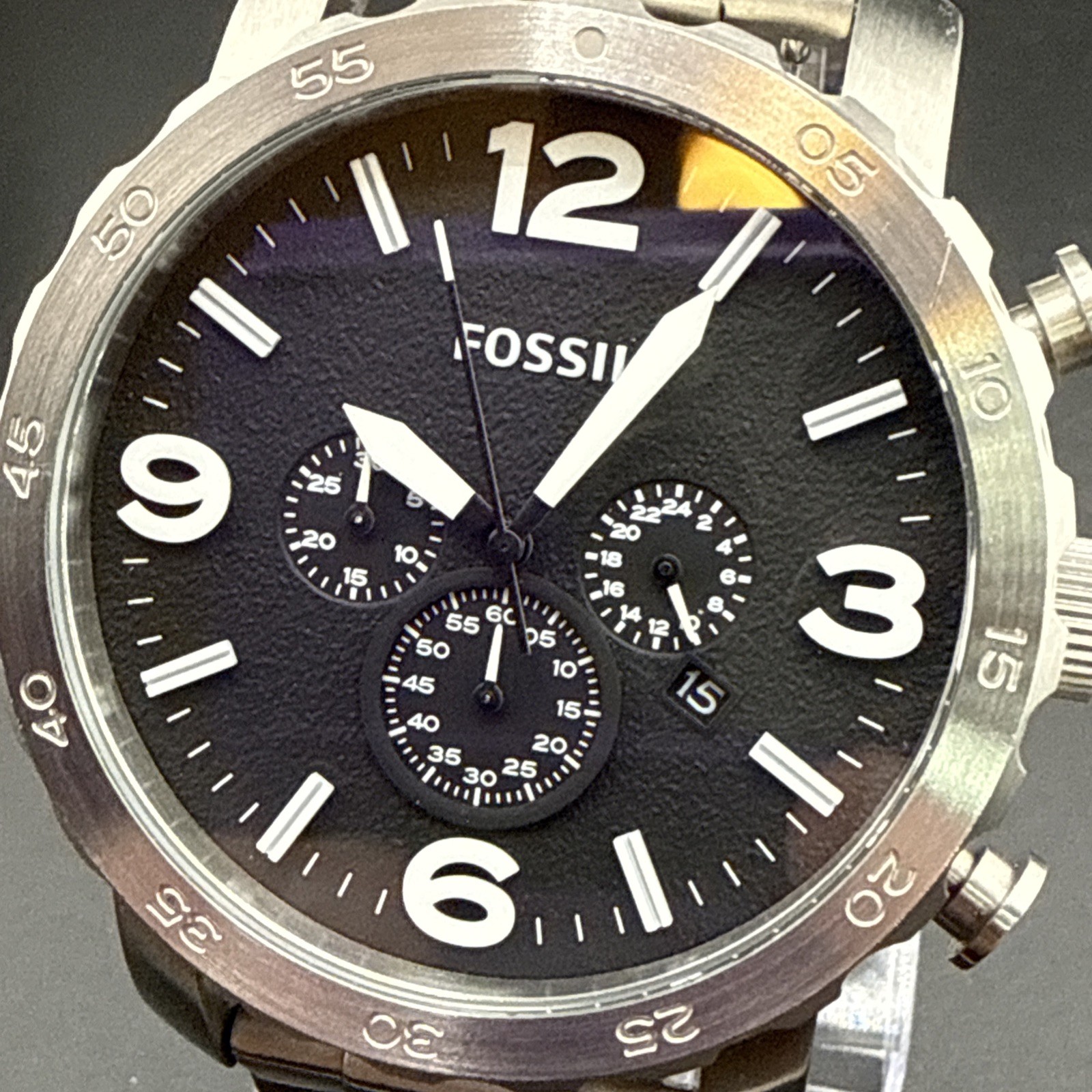 Fossil Nate Chronograph 252307 Wrist Watch for Men All Working Well. JR 1353